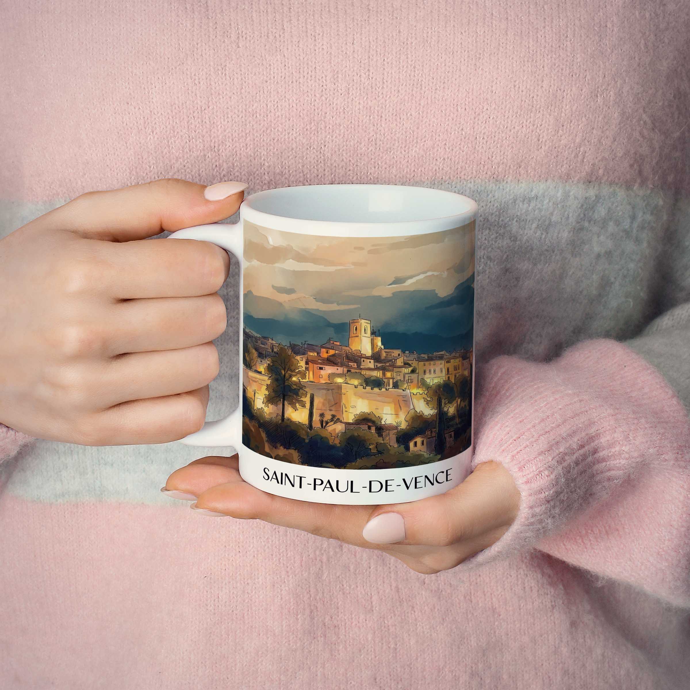 saint-paul-de-vence-côte-d´azur-frankreich-kaffeebecher-aquarell