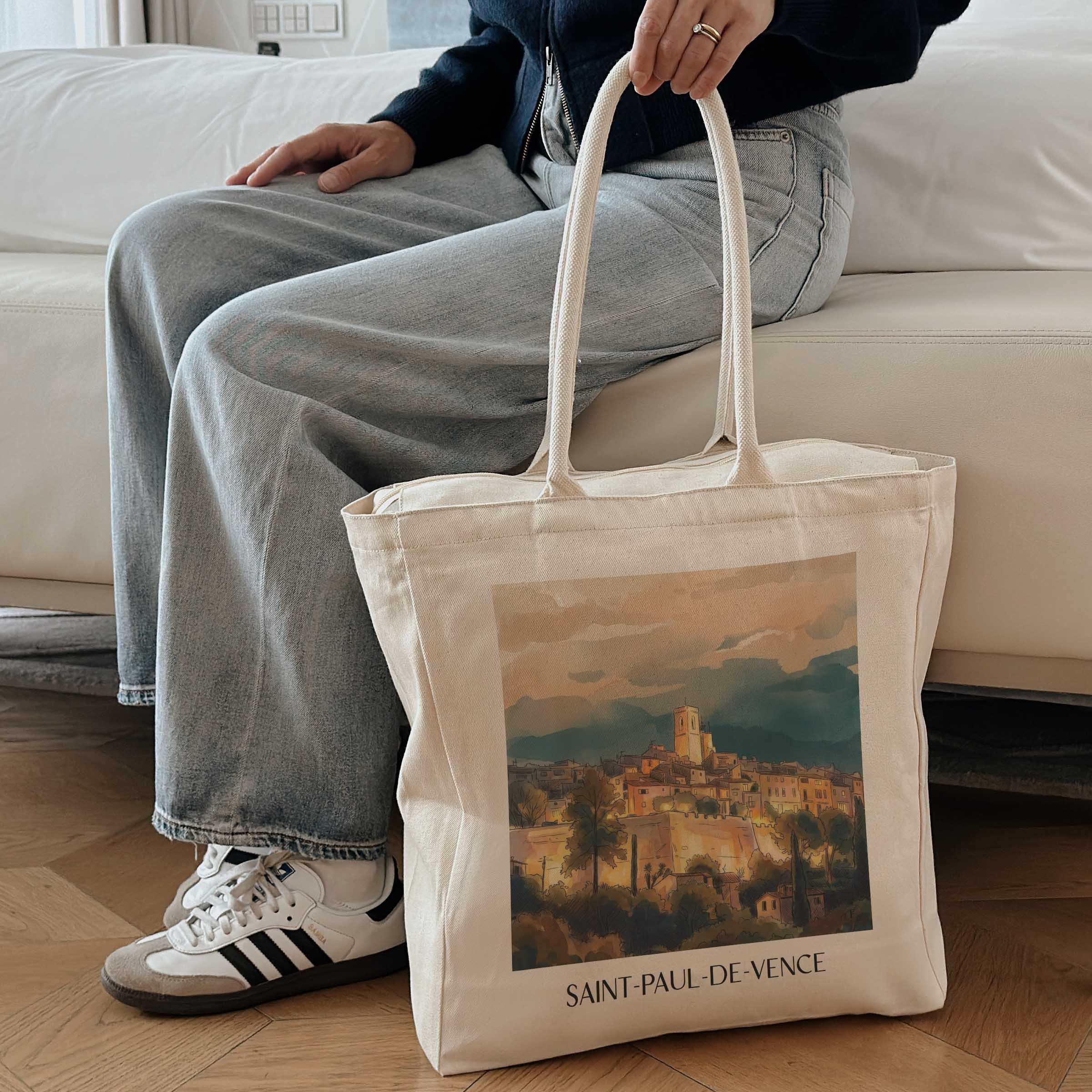 saint-paul-de-vence-côte-d´azur-frankreich-einkaufstasche-aquarell