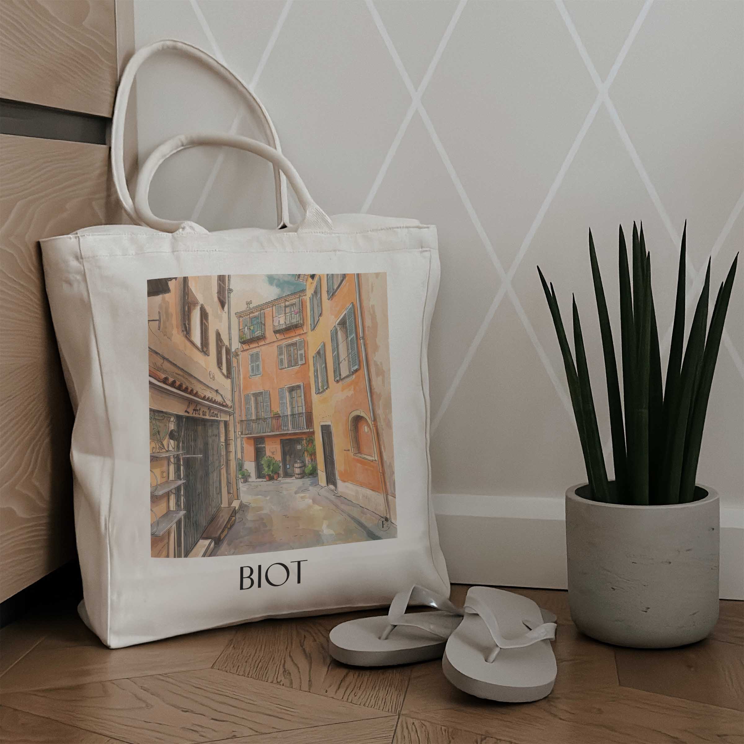 biot--côte-d´azur-frankreich-einkaufstasche-aquarell