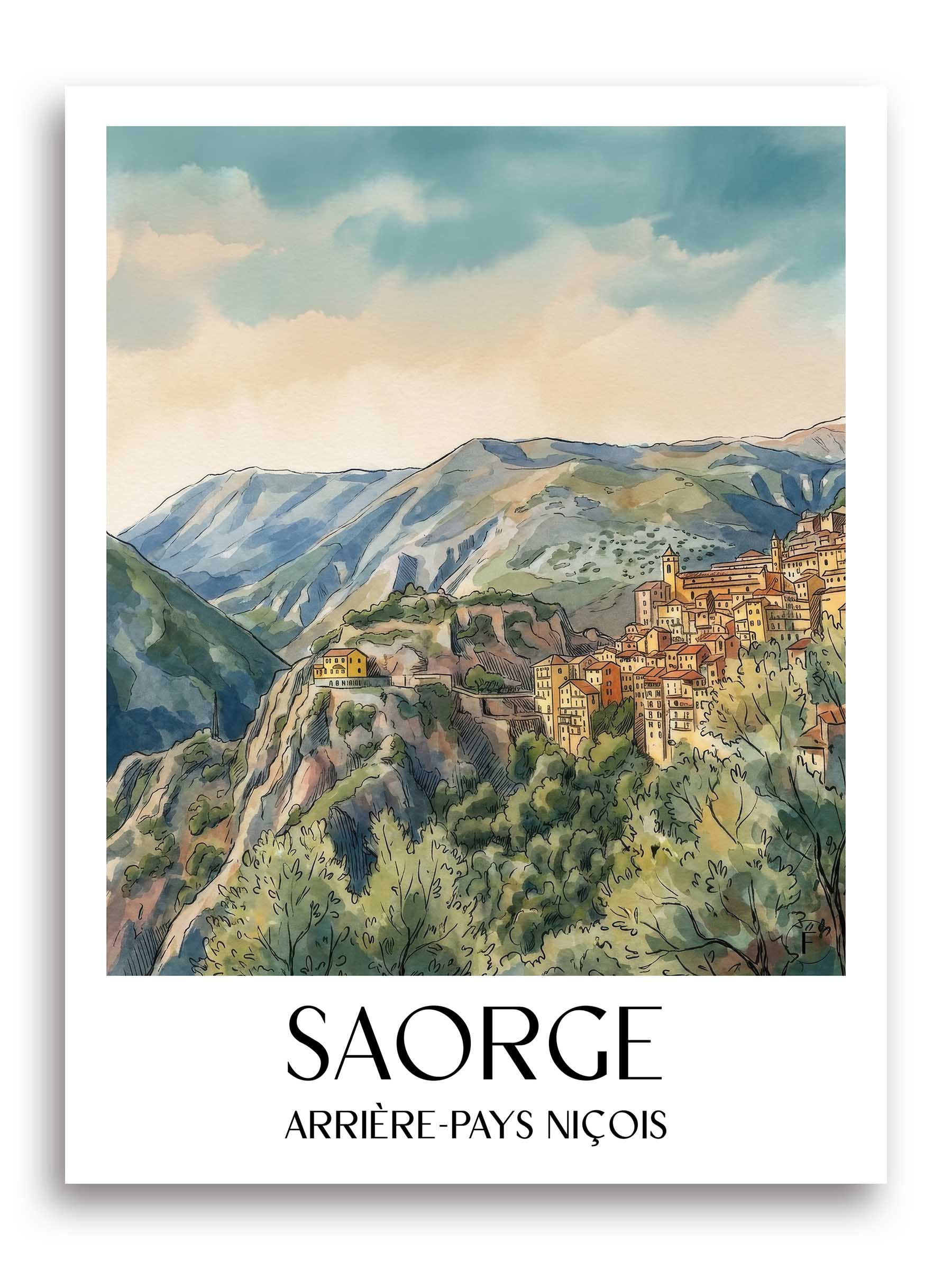 saorge-arrière-pays-niçois-frankreich-poster-aquarell