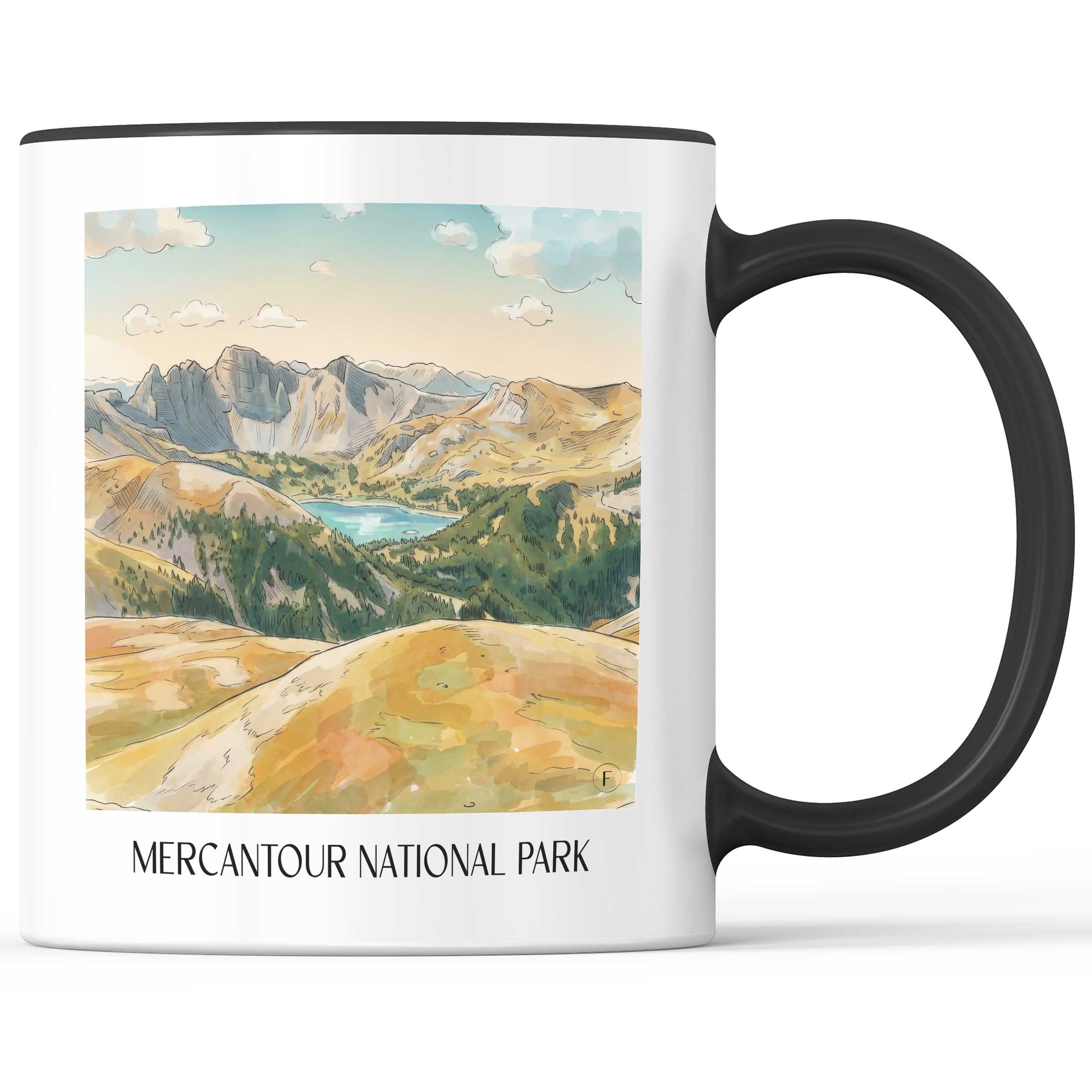 Nationalpark Mercantour Kaffeebecher - Alpes-Maritimes - Frankreich Becher - Kaffeetasse im Aquarell Stil