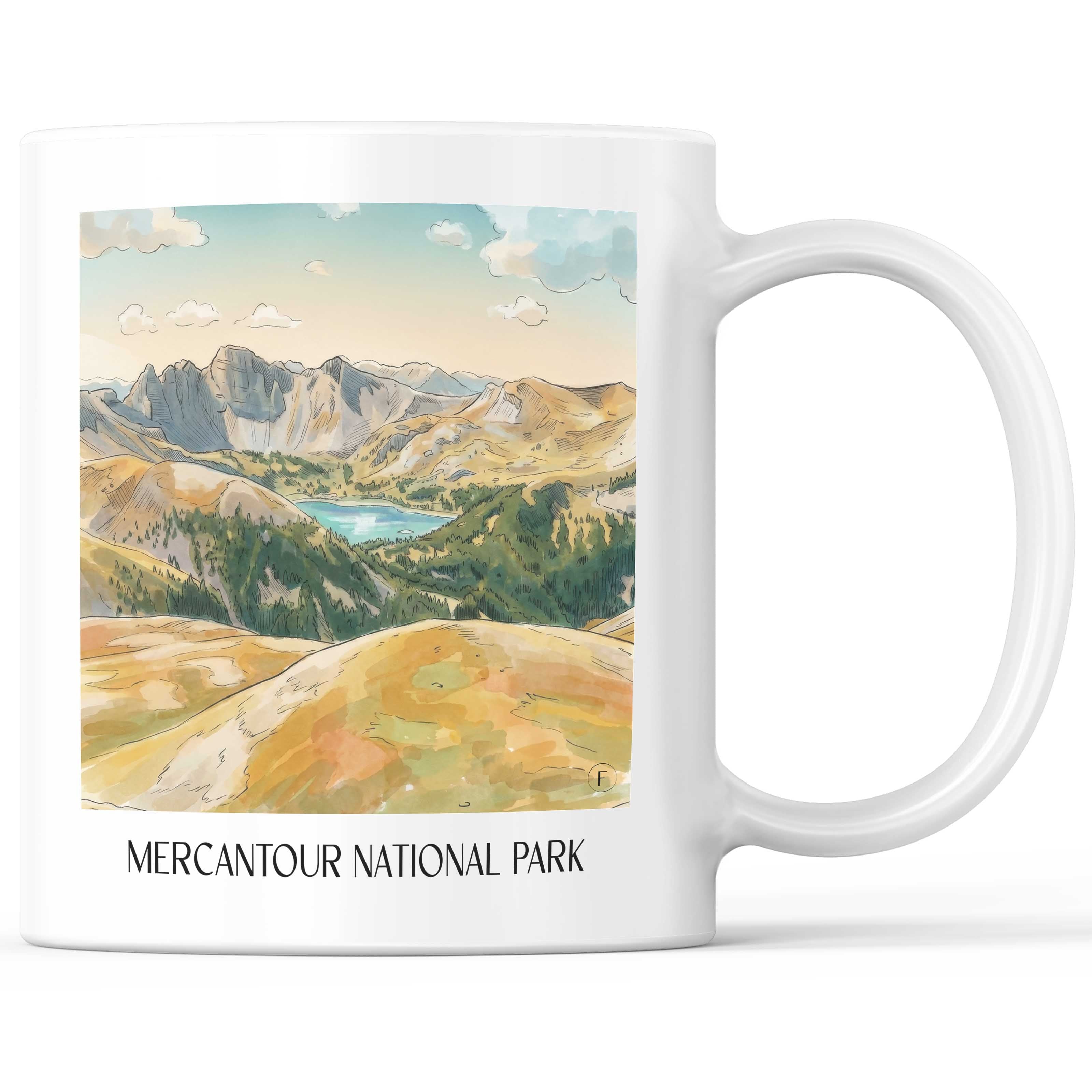 Nationalpark Mercantour Kaffeebecher - Alpes-Maritimes - Frankreich Becher - Kaffeetasse im Aquarell Stil