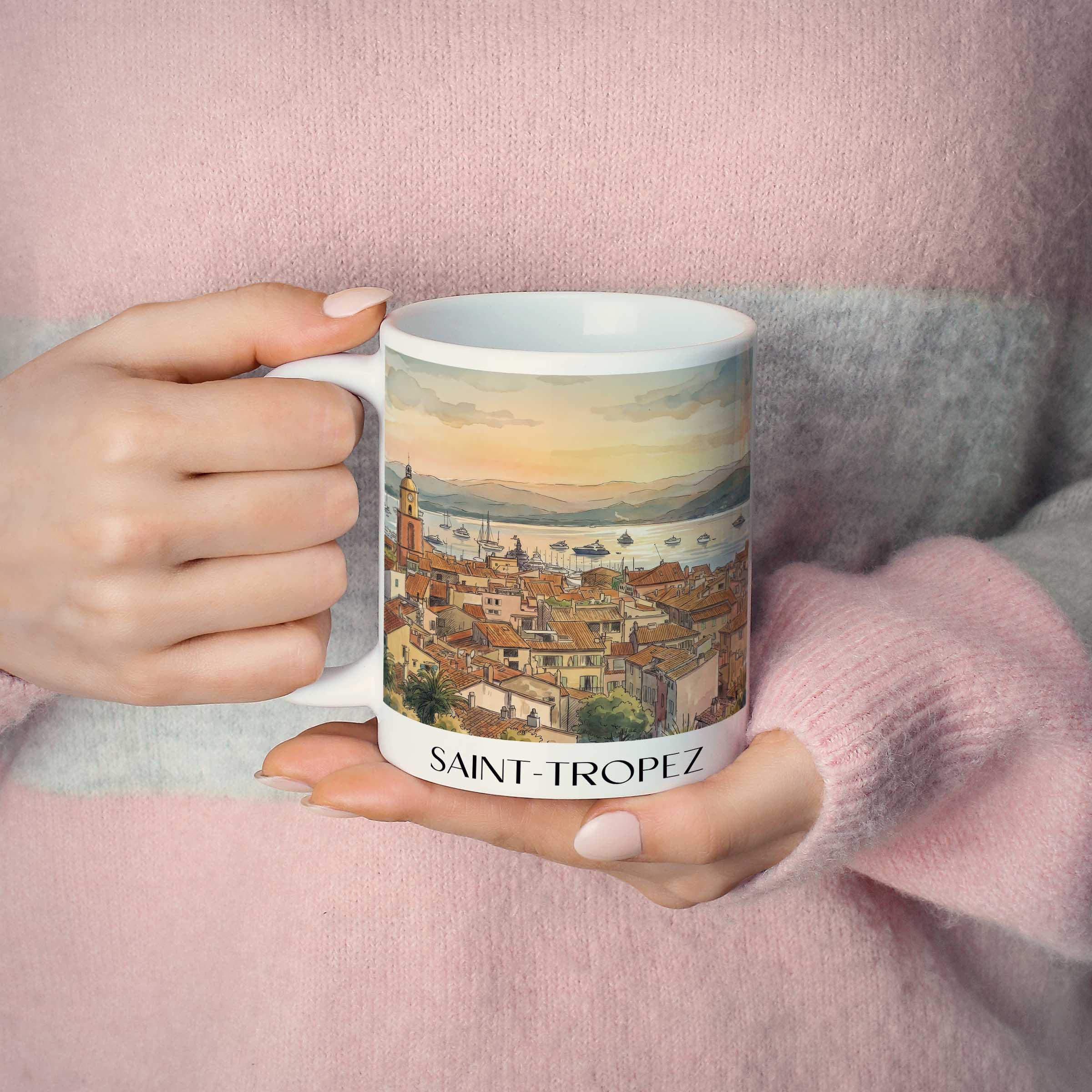 saint-tropez-côte-d´azur-frankreich-kaffeebecher-aquarell