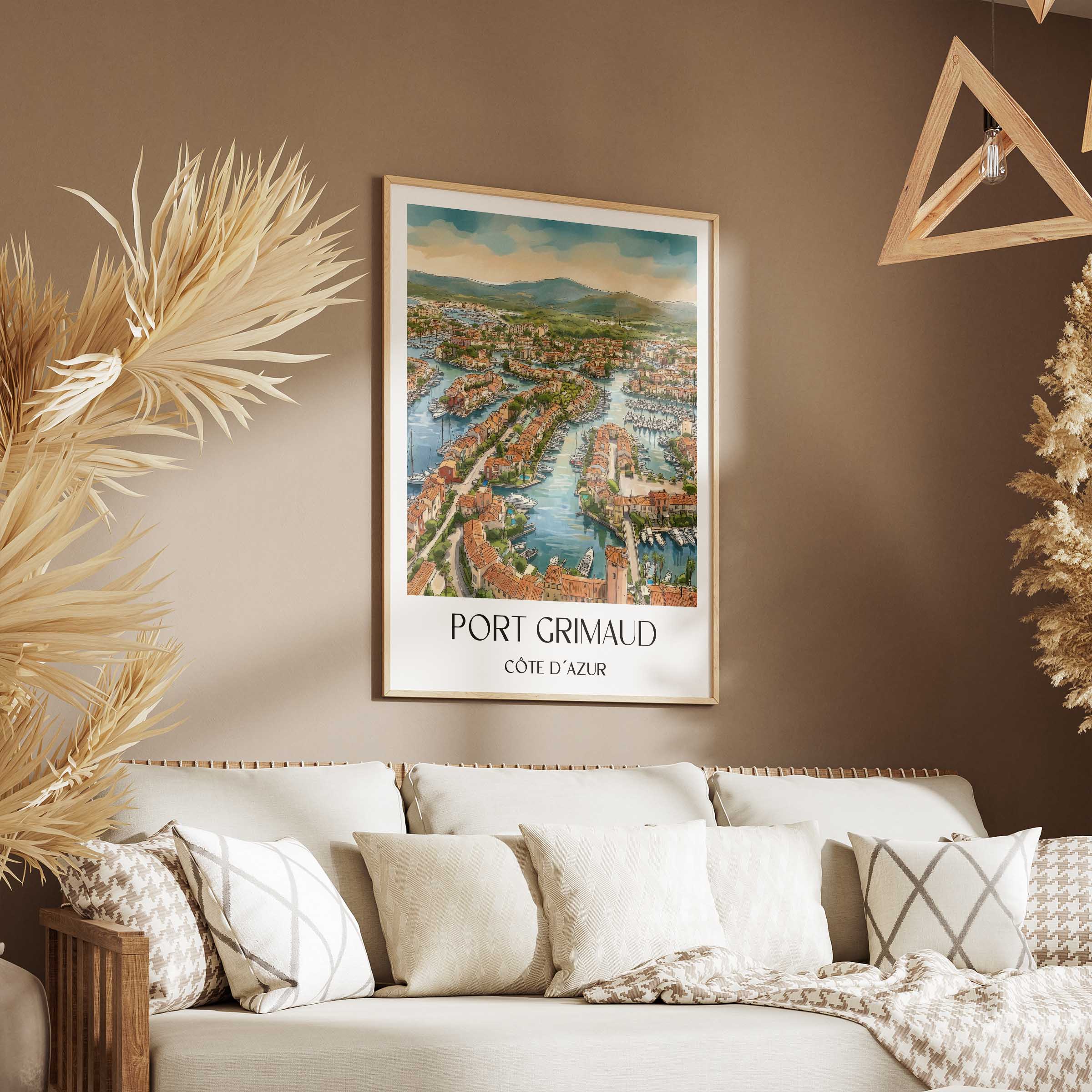 port-grimaud-côte-d´azur-frankreich-poster-aquarell