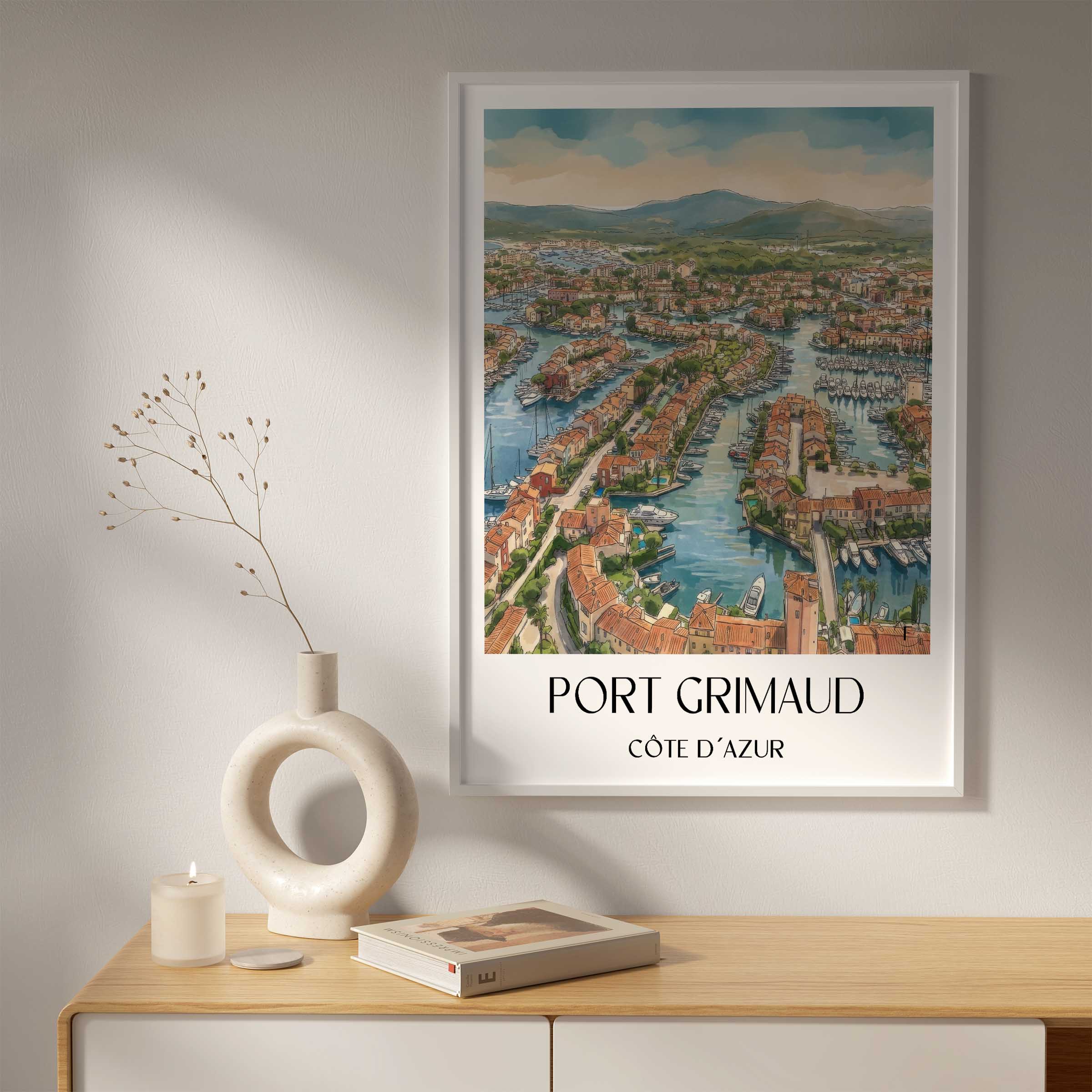 port-grimaud-côte-d´azur-frankreich-poster-aquarell