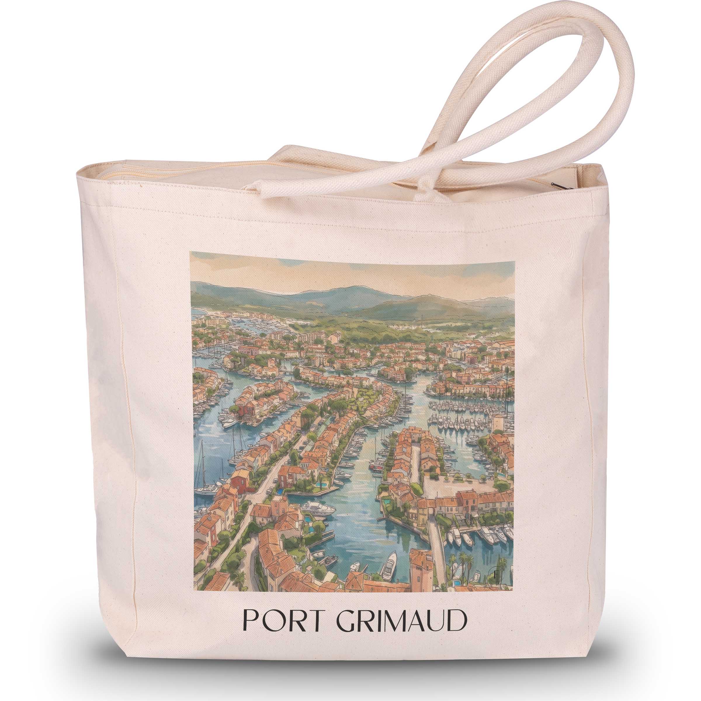 Port Grimaud Shopping Tasche - Côte d´Azur - Frankreich Tote Bag - Einkaufstasche im Aquarell Stil