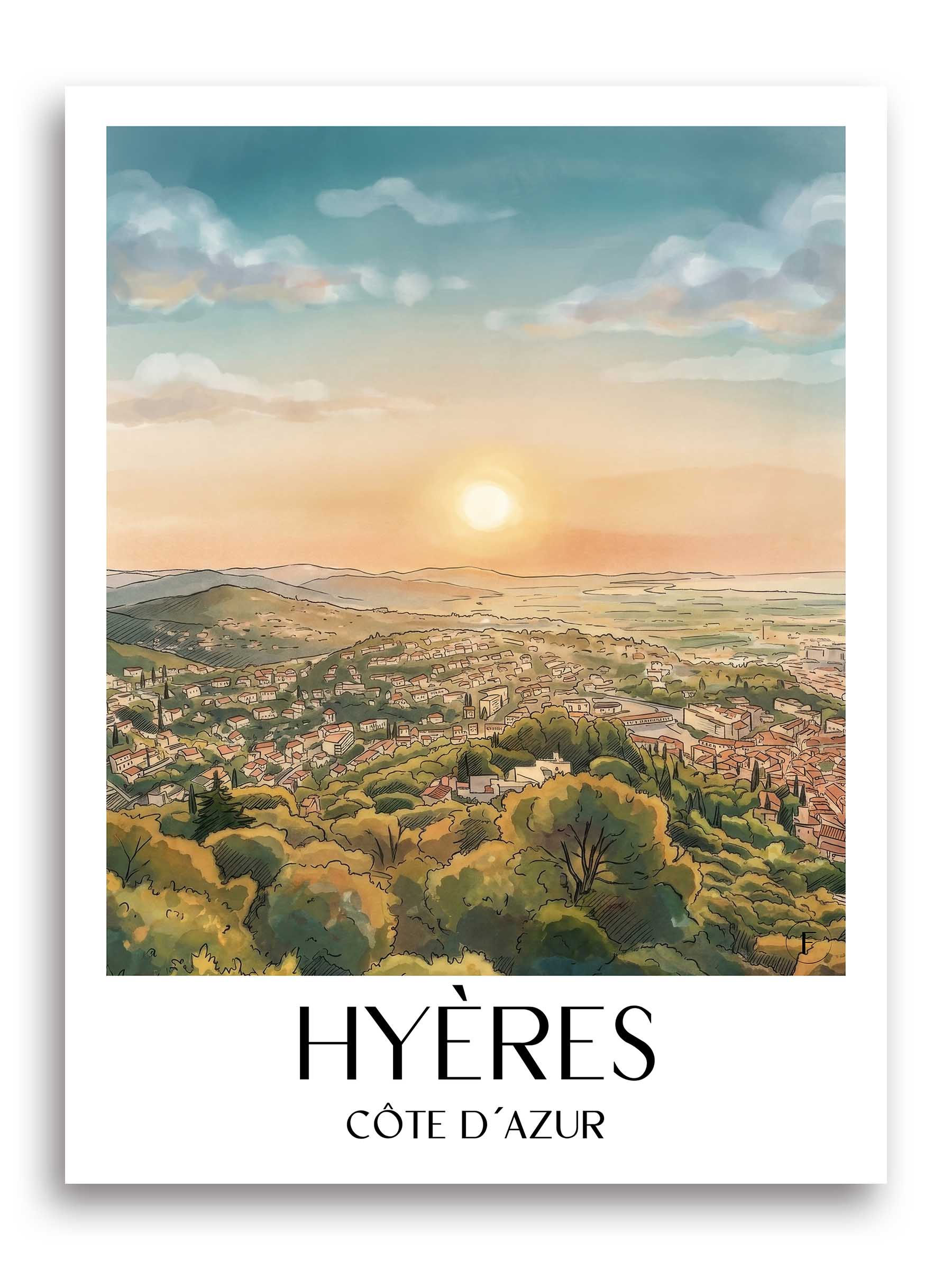 hyères-côte-d´azur-frankreich-poster-aquarell