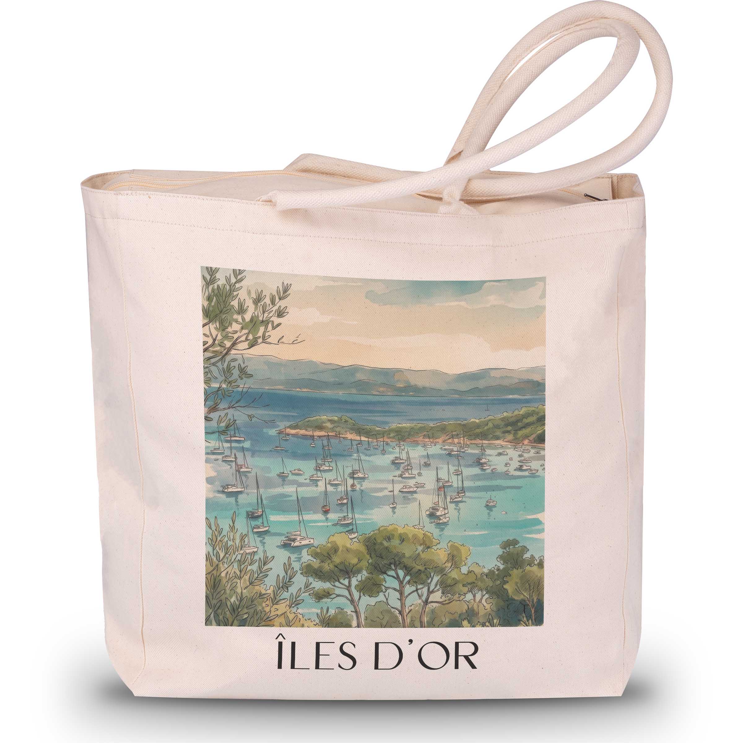 îles-d'or-hyères-frankreich-einkaufstasche-aquarell
