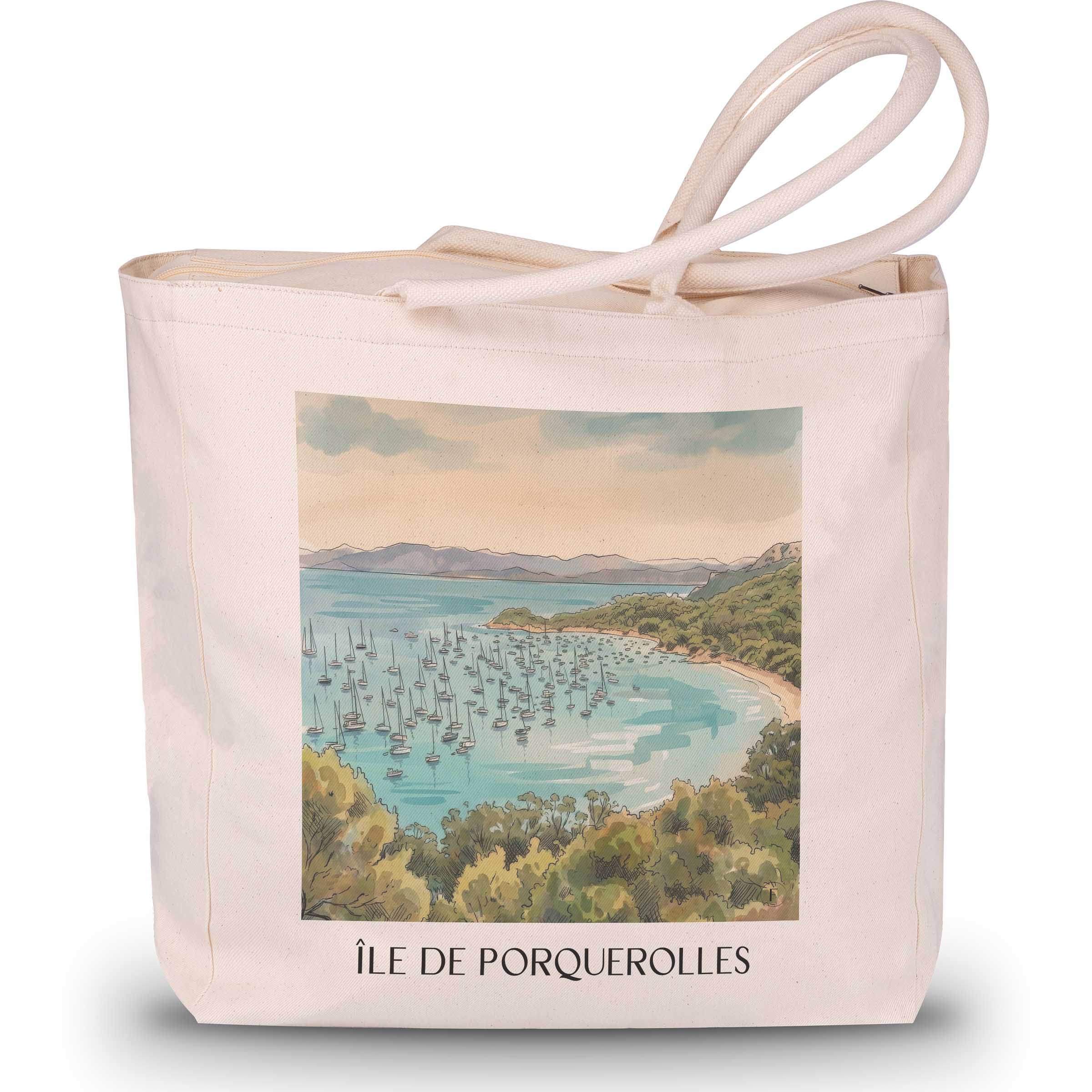 île-de-porquerolles-côte-d´azur-frankreich-einkaufstasche-aquarell