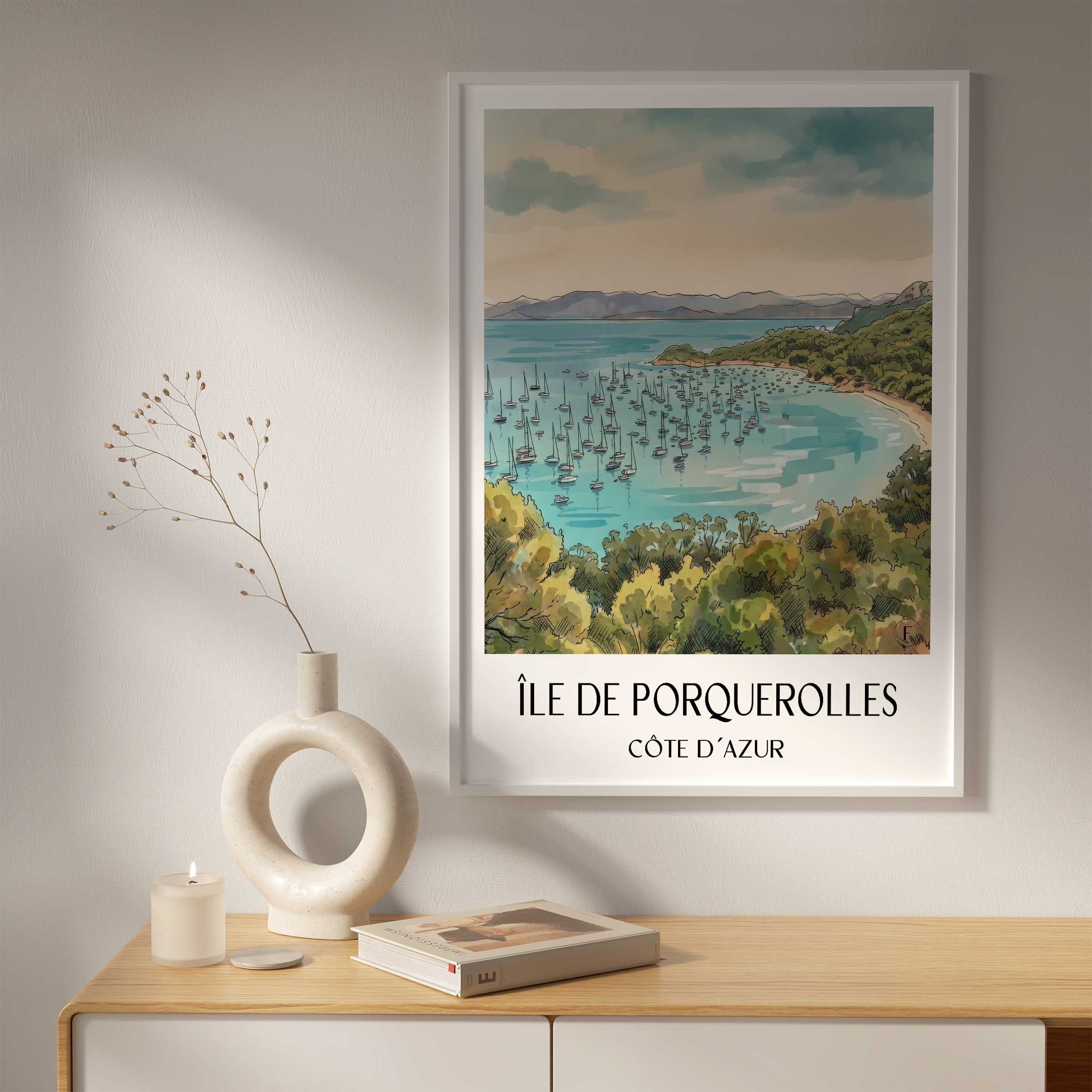 île-de-porquerolles-côte-d´azur-frankreich-poster-aquarell