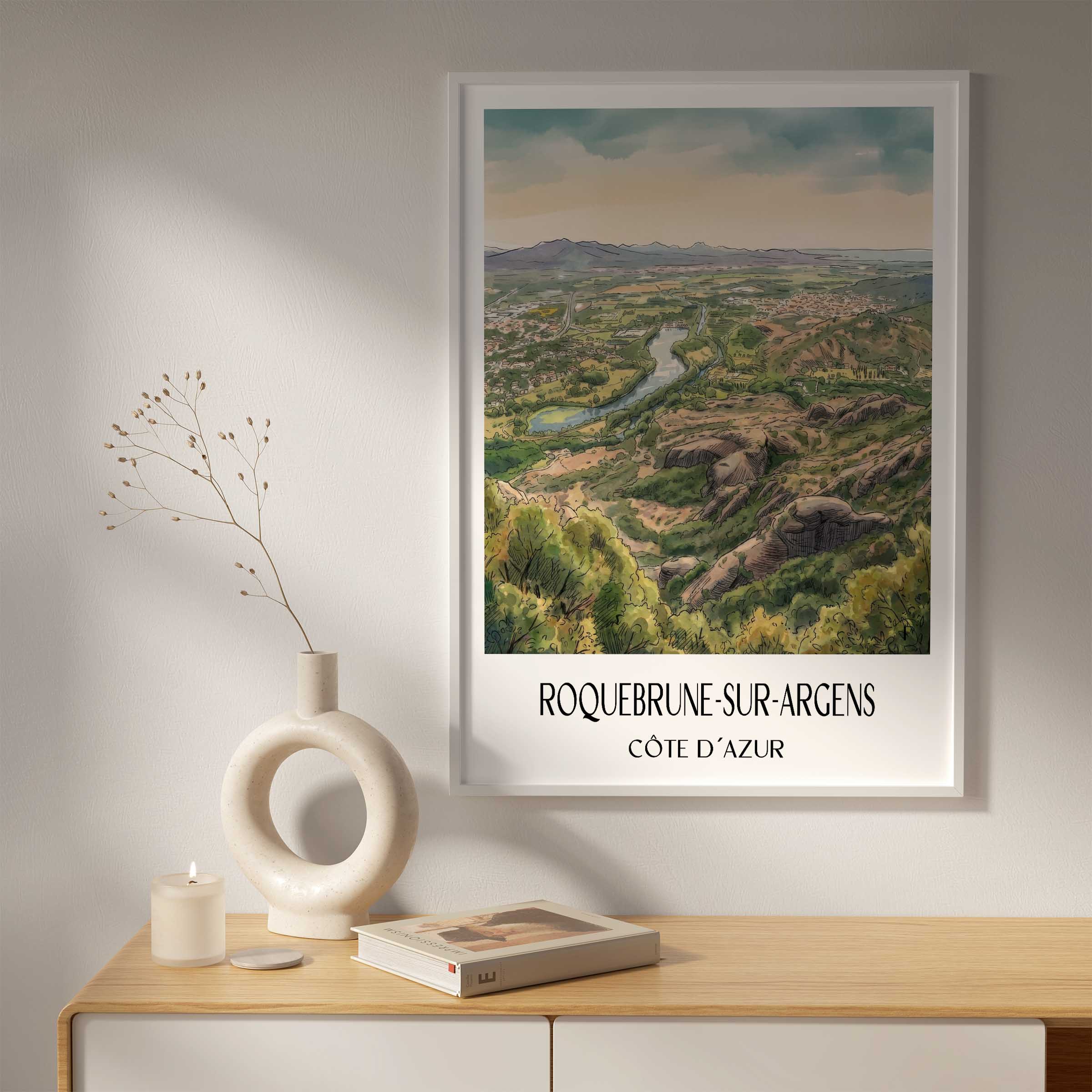 roquebrune-sur-argens-côte-d´azur-frankreich-poster-aquarell