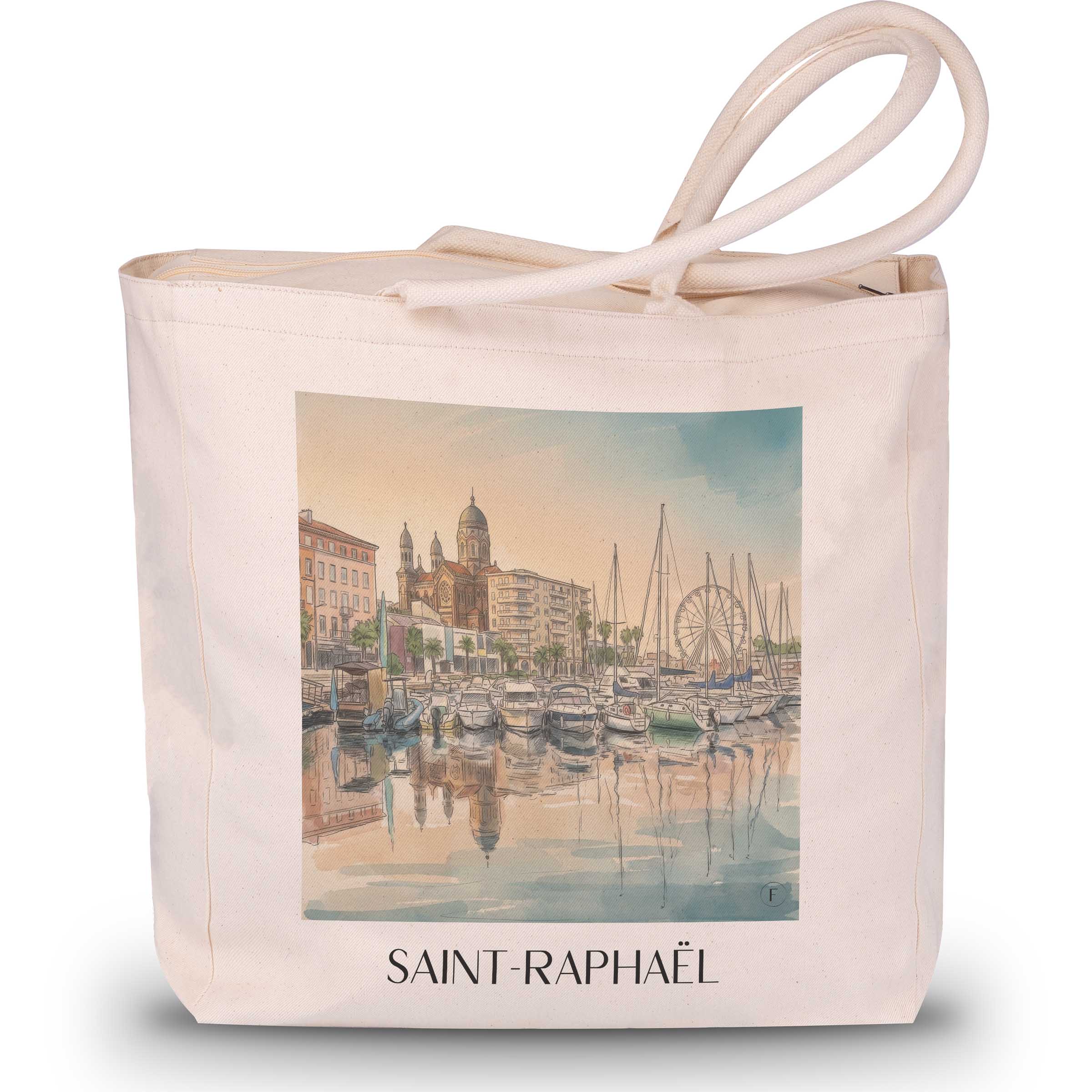 saint-raphaël-côte-d´azur-frankreich-einkaufstasche-aquarell