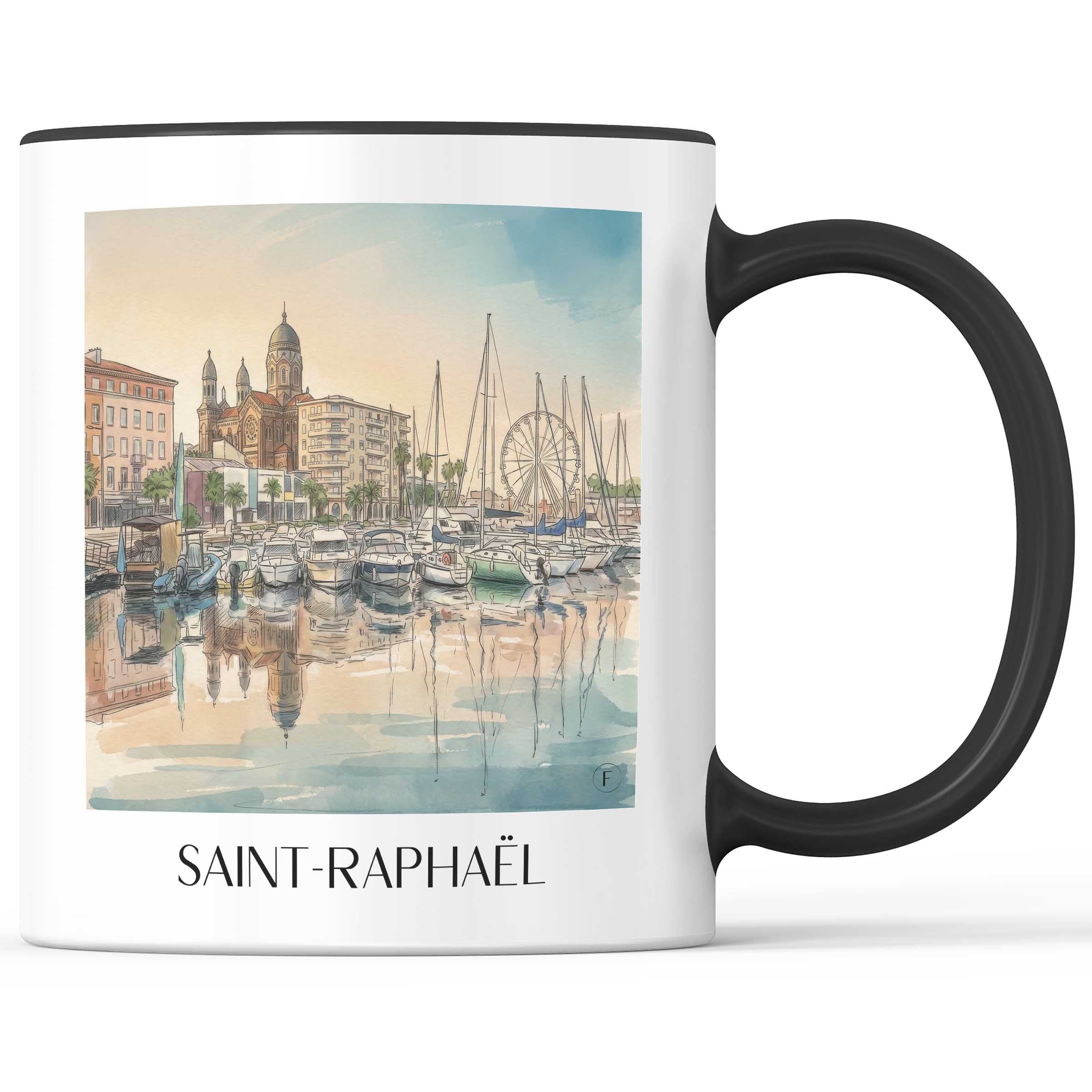 saint-raphaël-côte-d´azur-frankreich-kaffeebecher-aquarell