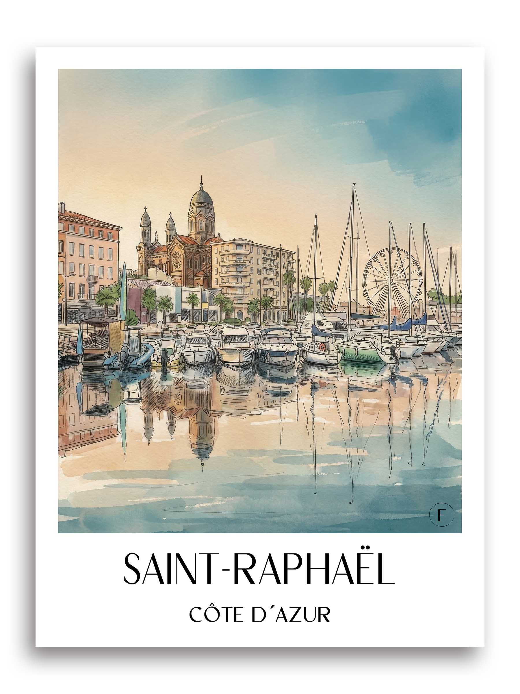 saint-raphaël-côte-d´azur-frankreich-poster-aquarell