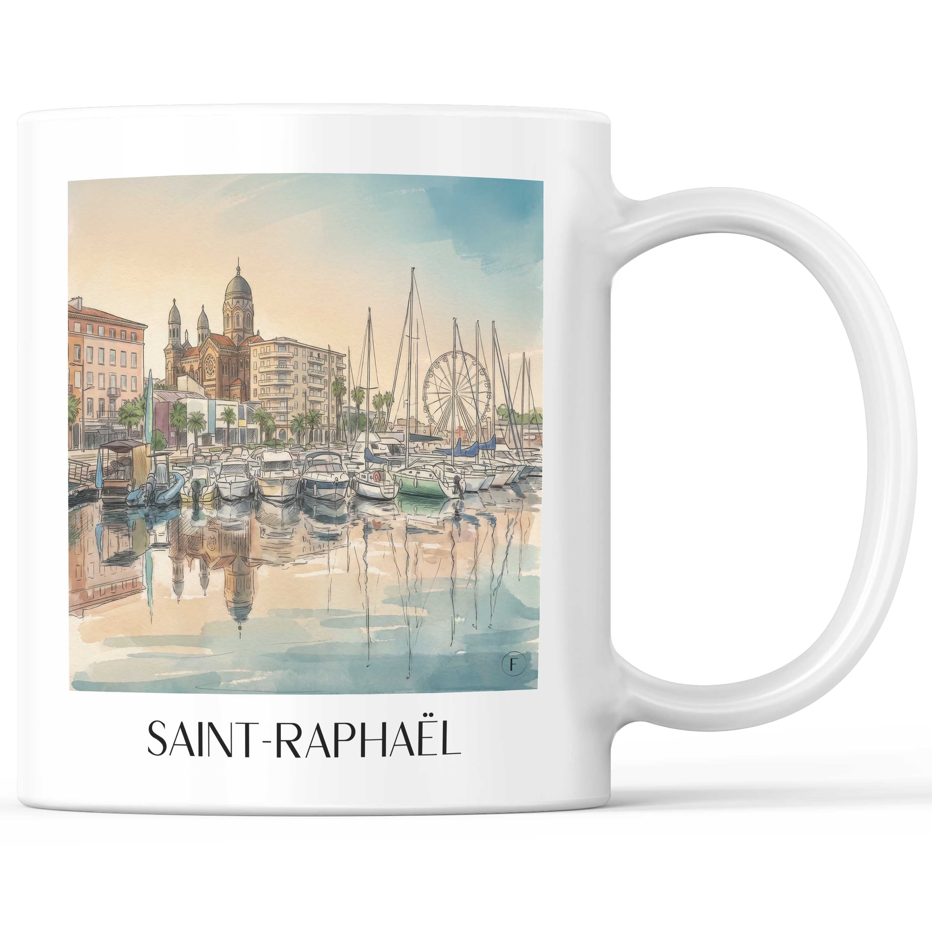 Saint-Raphaël Kaffeebecher - Côte d´Azur - Frankreich Becher - Kaffeetasse im Aquarell Stil