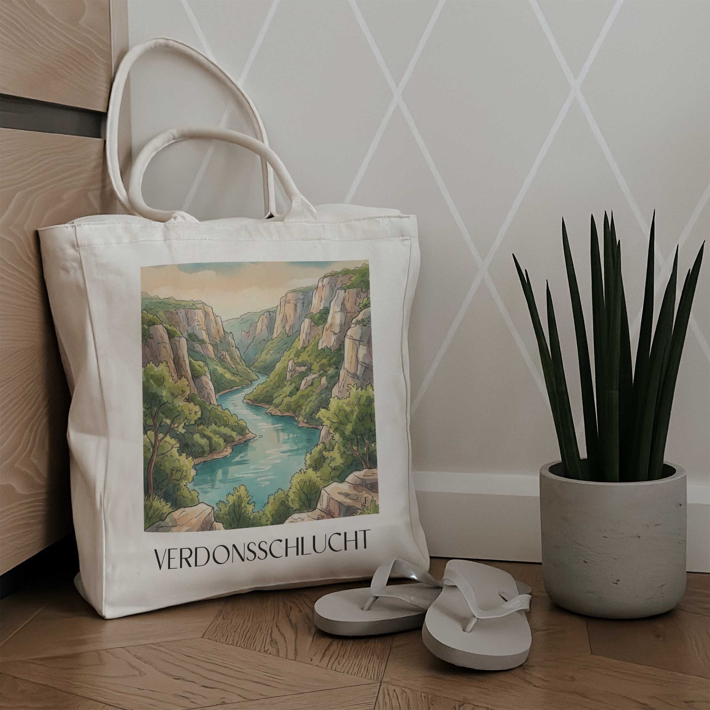 verdonsschlucht-verdon-frankreich-einkaufstasche-aquarell