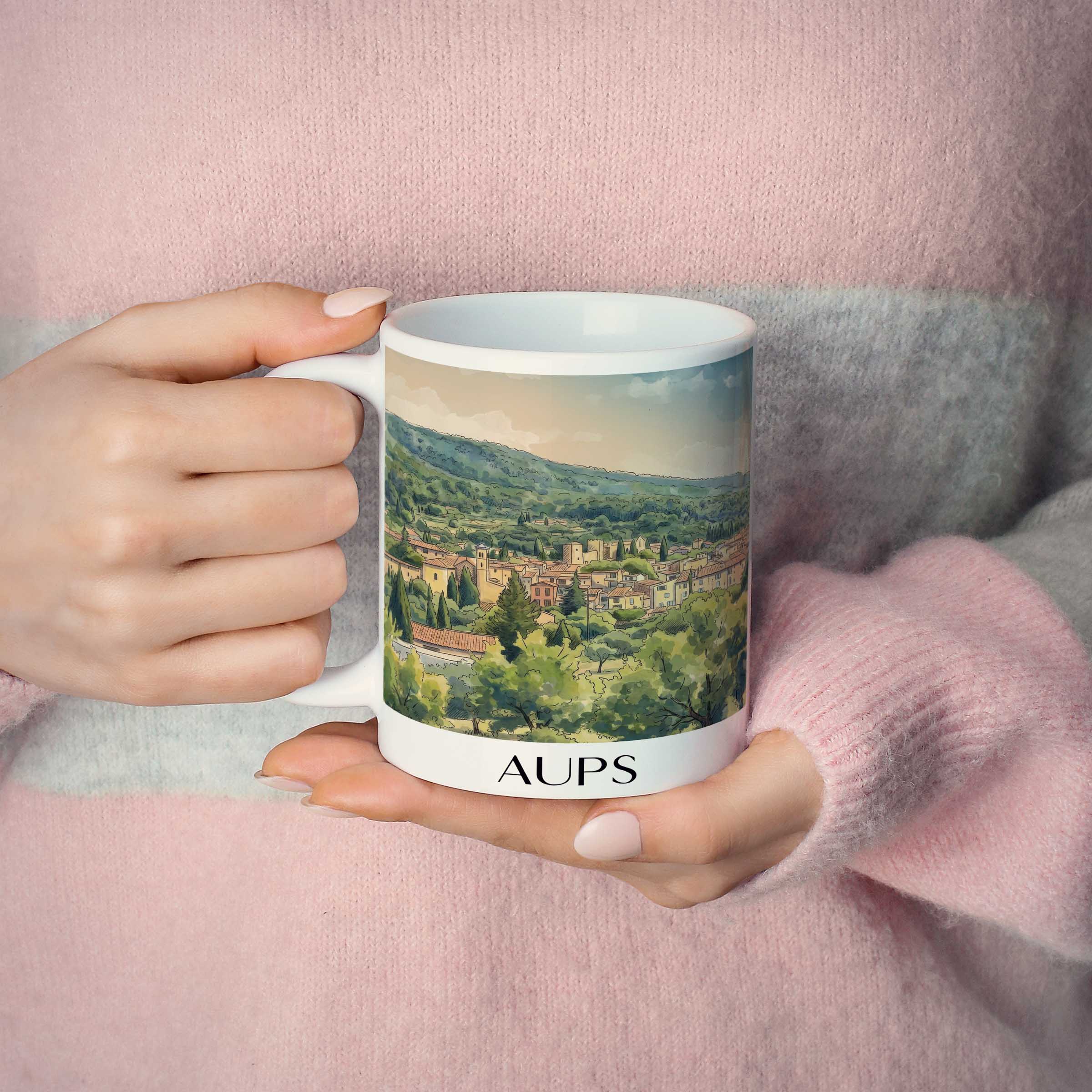 aups-provence-verte-frankreich-kaffeebecher-aquarell