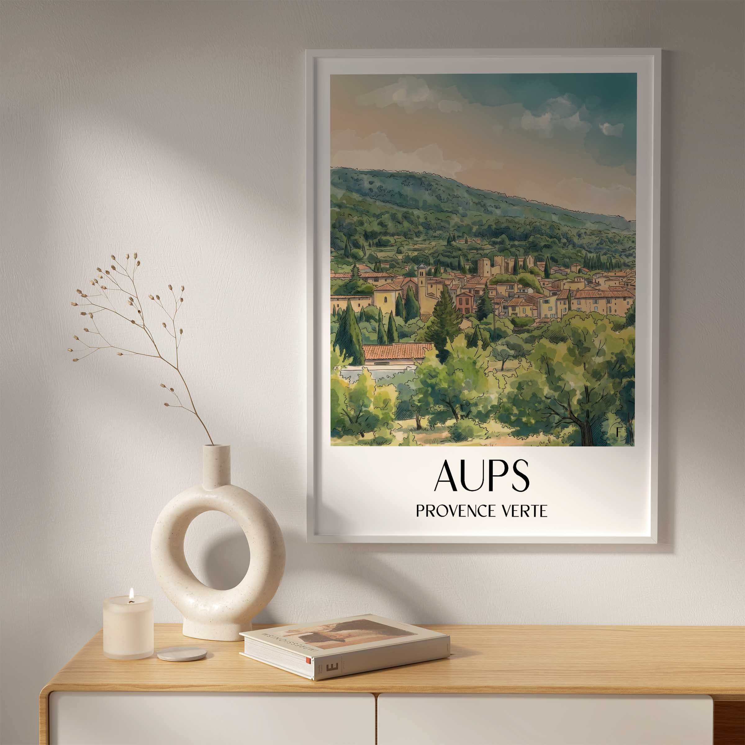 aups-provence-verte-frankreich-poster-aquarell