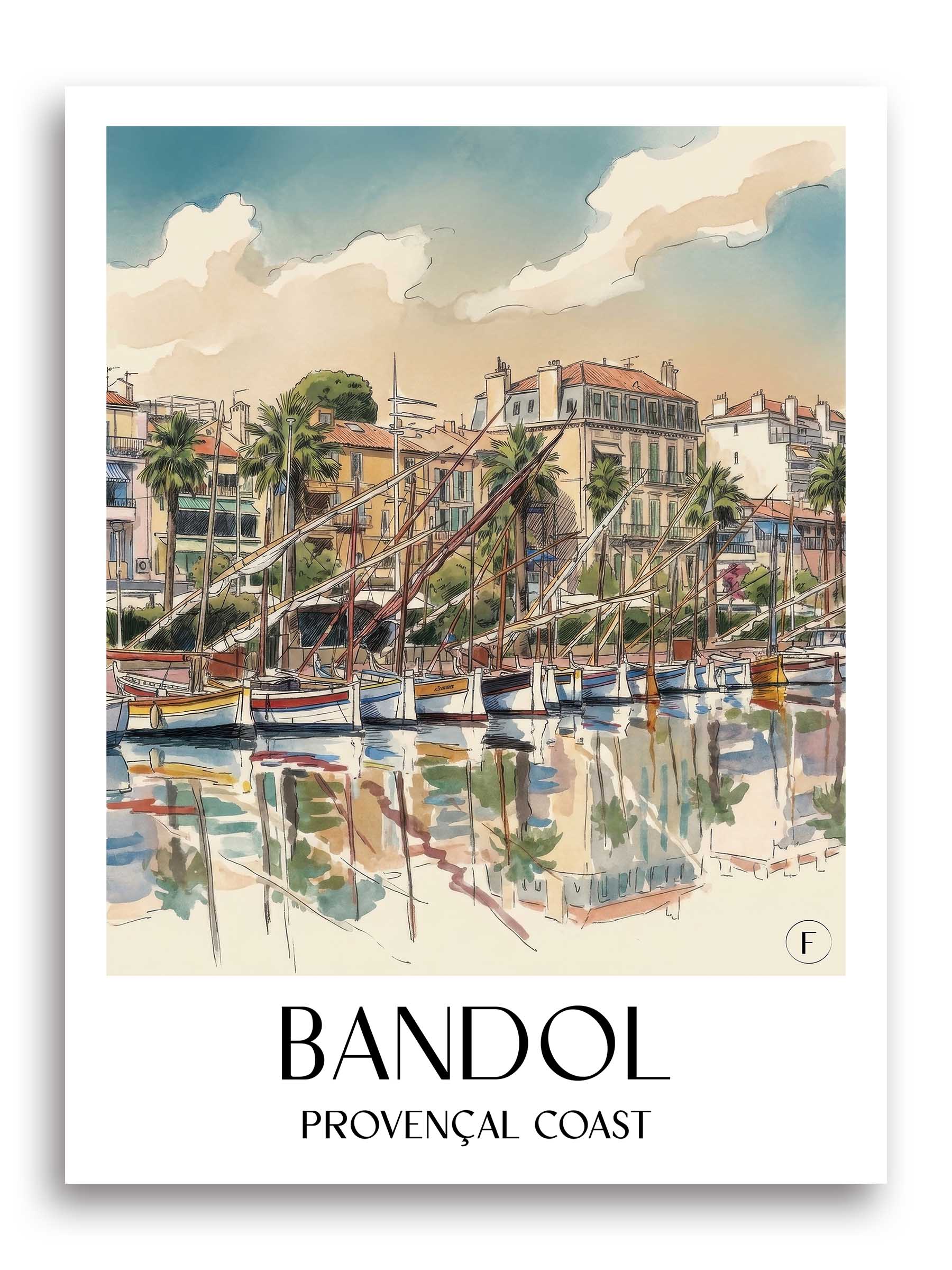 Bandol Poster - Côte Provençale - Frankreich Kunstdruck - Aquarell von A4 bis A1