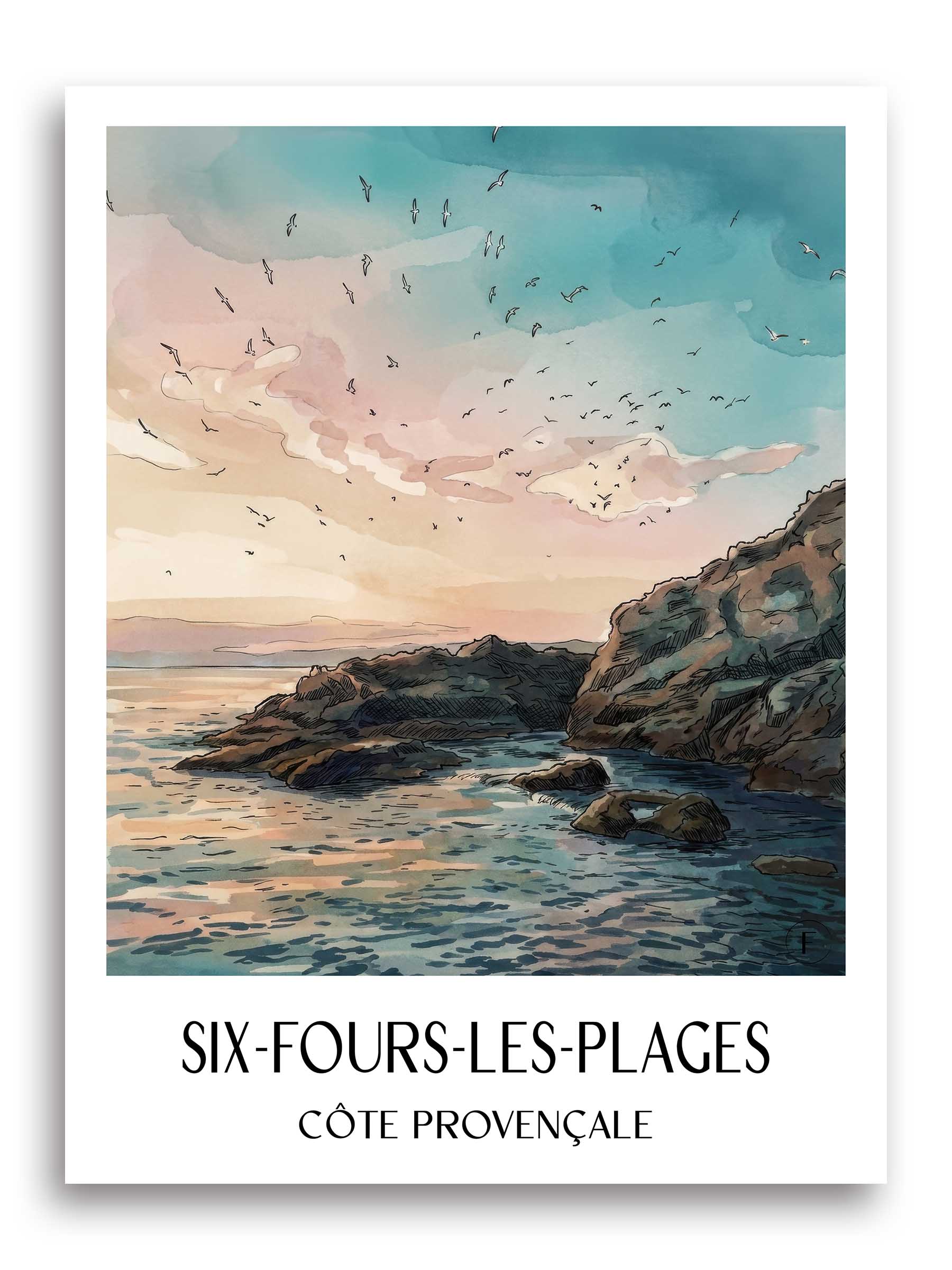 six-fours-les-plages-côte-provençale-frankreich-poster-aquarell