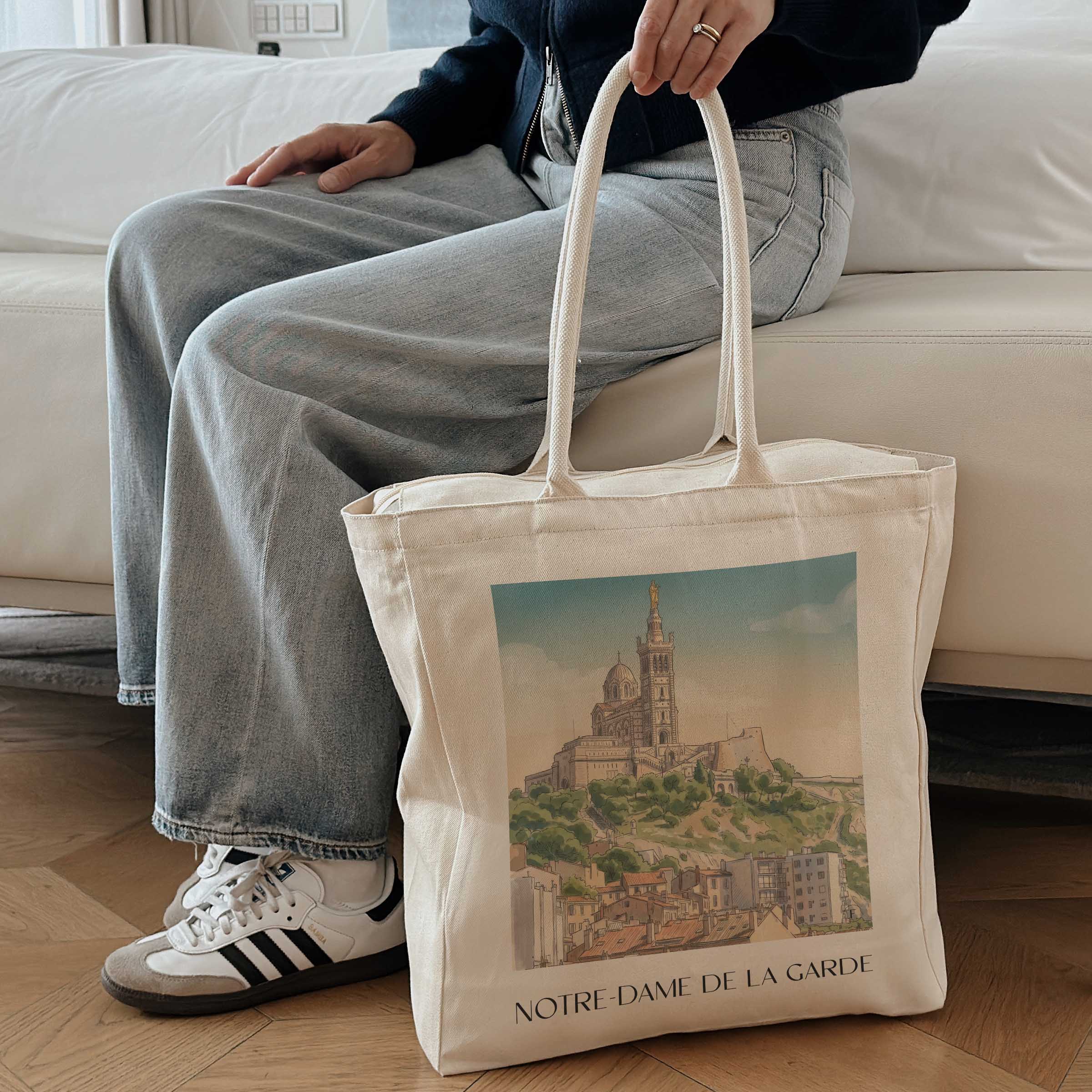 notre-dame-de-la-garde-marseille-frankreich-einkaufstasche-aquarell