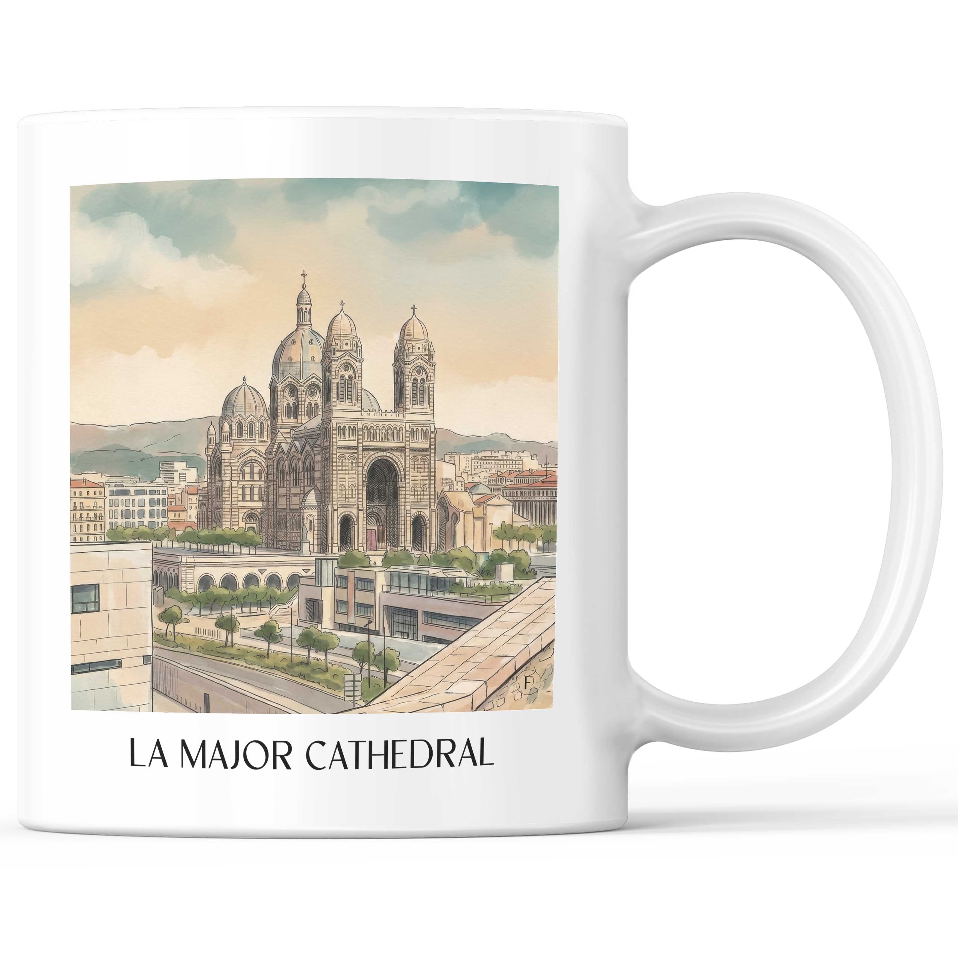 Cathédrale La Major Kaffeebecher - Marseille - Frankreich Becher - Kaffeetasse im Aquarell Stil