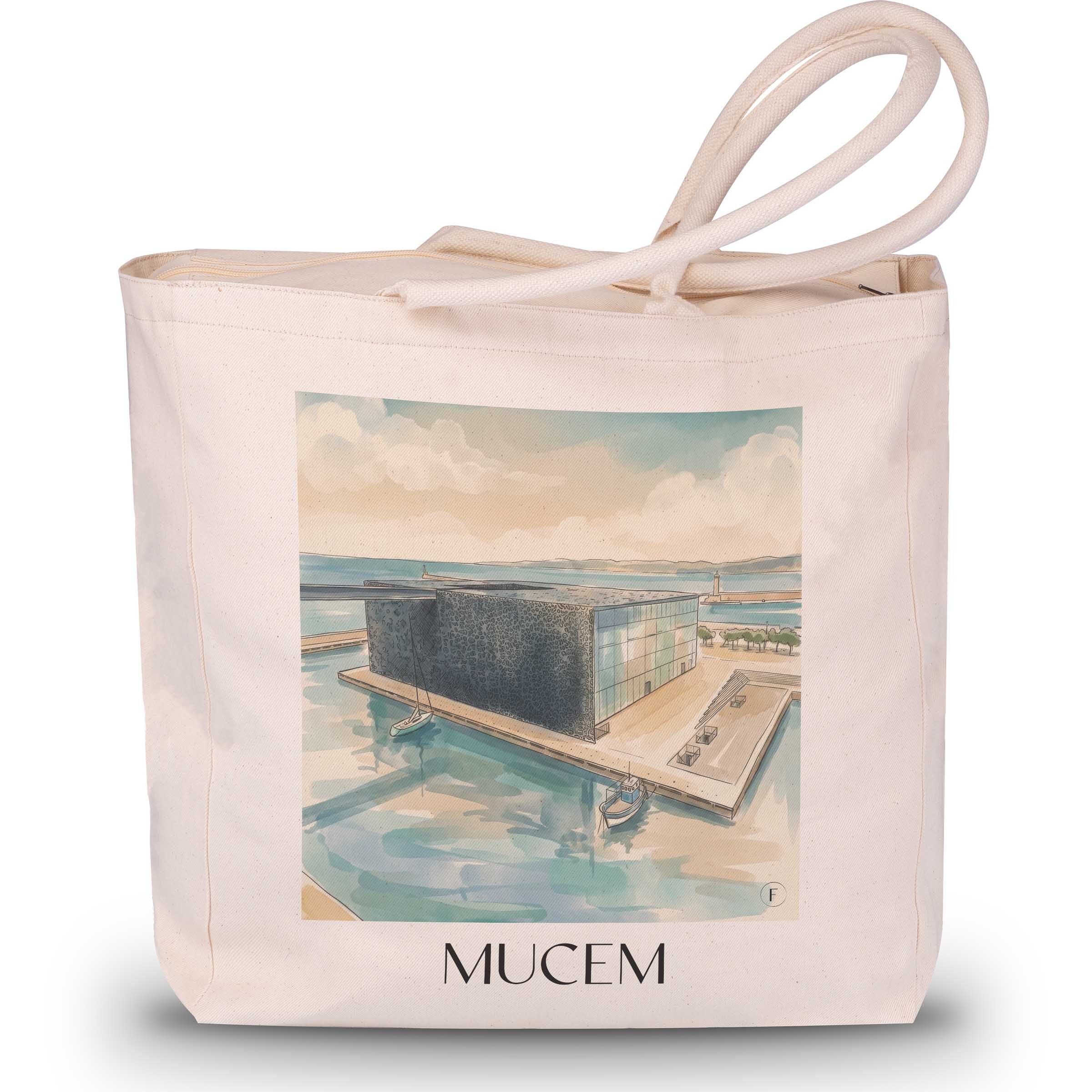 MuCEM Shopping Tasche - Marseille - Frankreich Tote Bag - Einkaufstasche im Aquarell Stil
