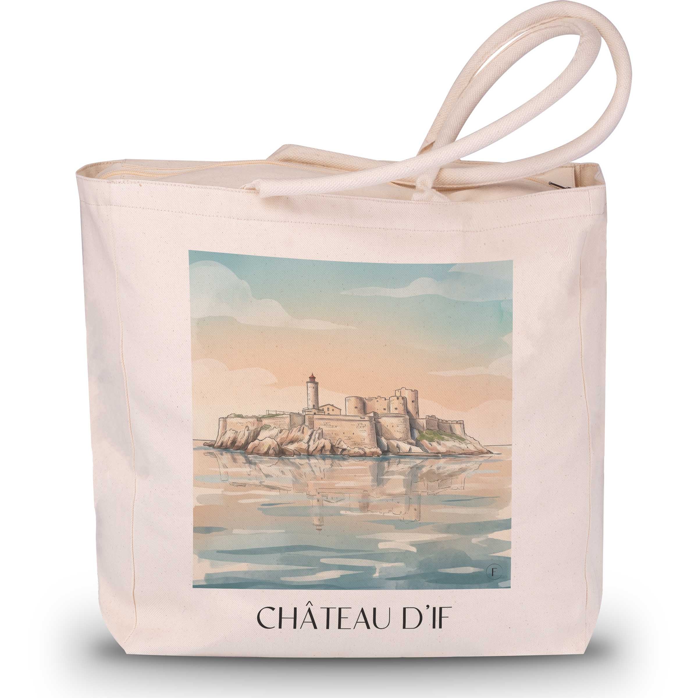 Château d'If Shopping Tasche - Marseille - Frankreich Tote Bag - Einkaufstasche im Aquarell Stil
