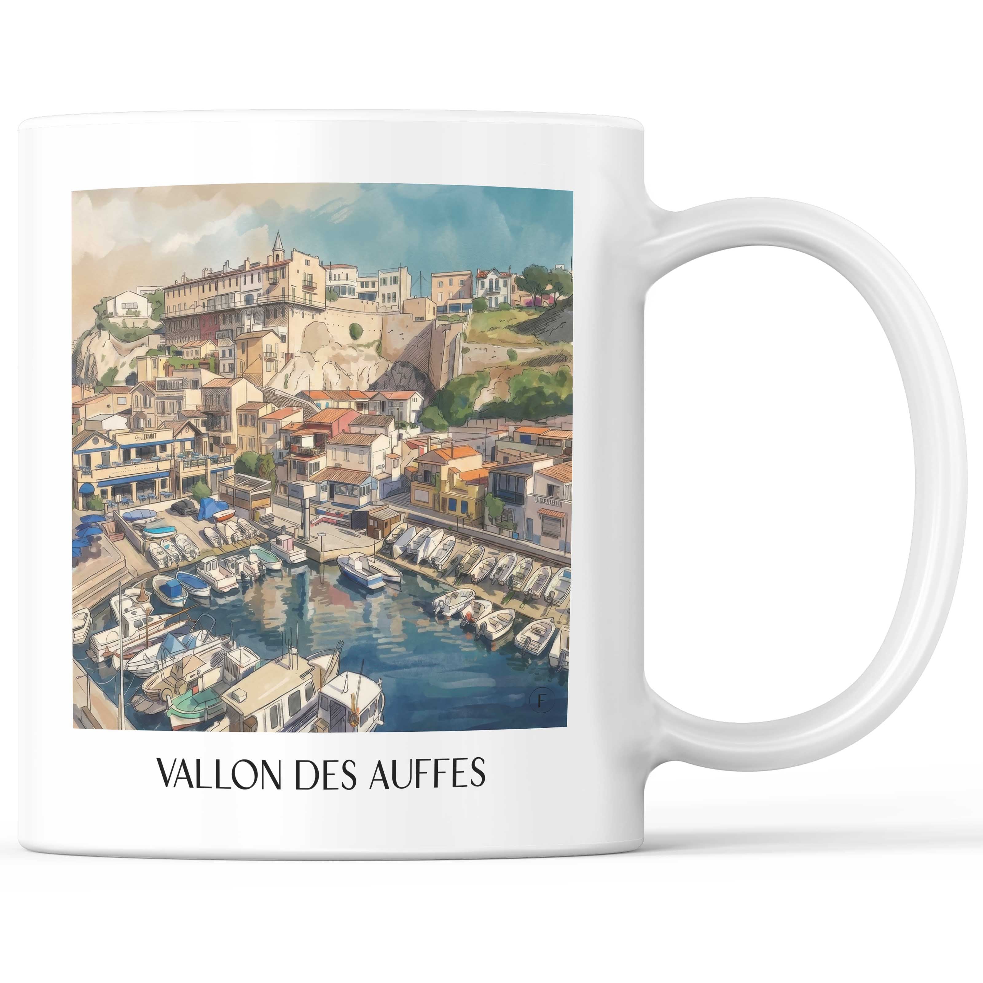 Vallon des Auffes Kaffeebecher - Marseille - Frankreich Becher - Kaffeetasse im Aquarell Stil