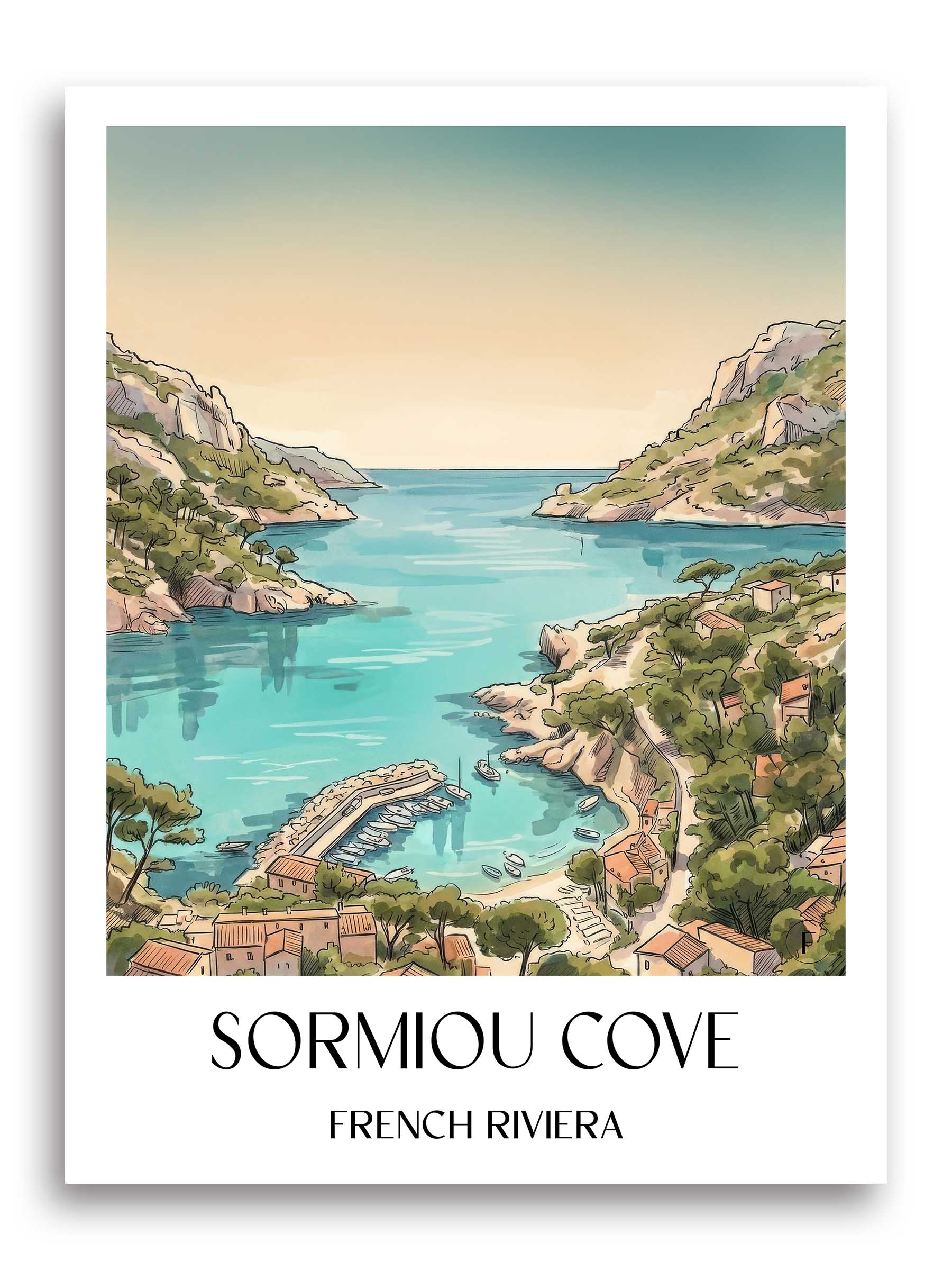 Calanque de Sormiou Poster - Côte d´Azur - Frankreich Kunstdruck - Aquarell von A4 bis A1