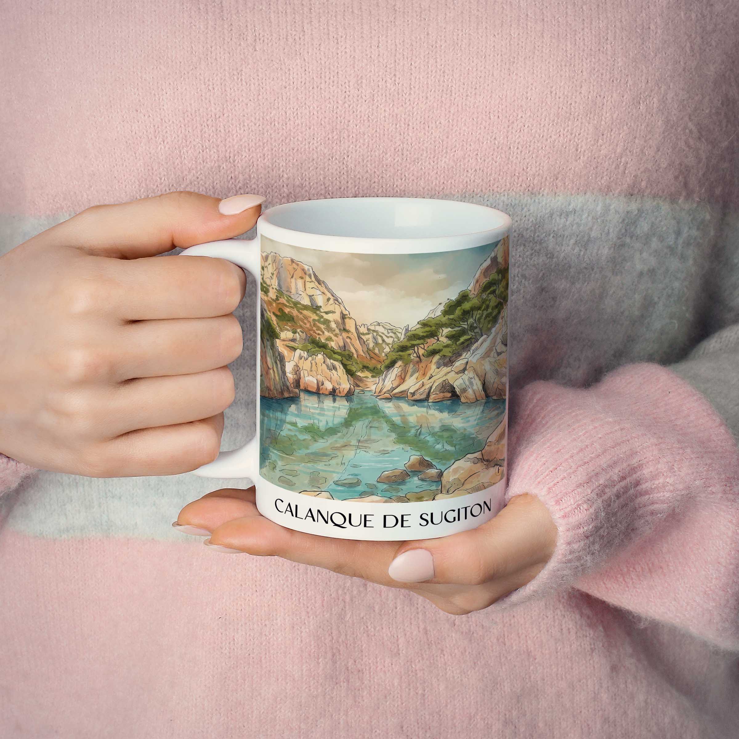 calanque-de-sugiton-côte-d´azur-frankreich-kaffeebecher-aquarell