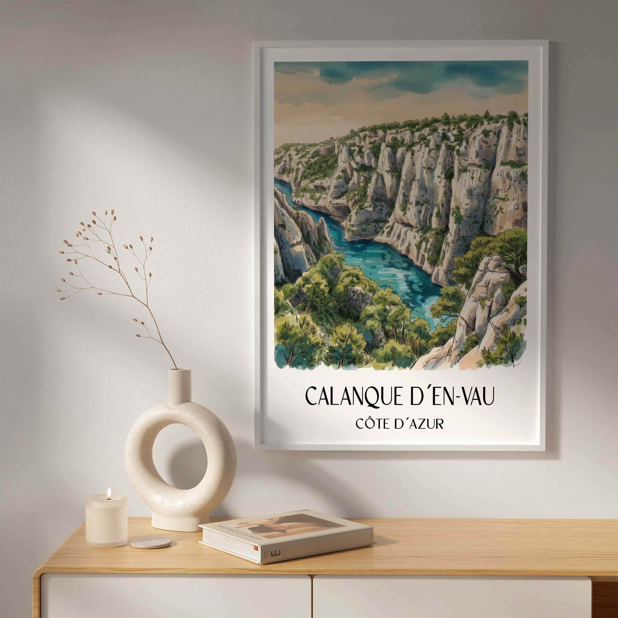 calanque-d´en-vau-côte-d´azur-frankreich-poster-aquarell