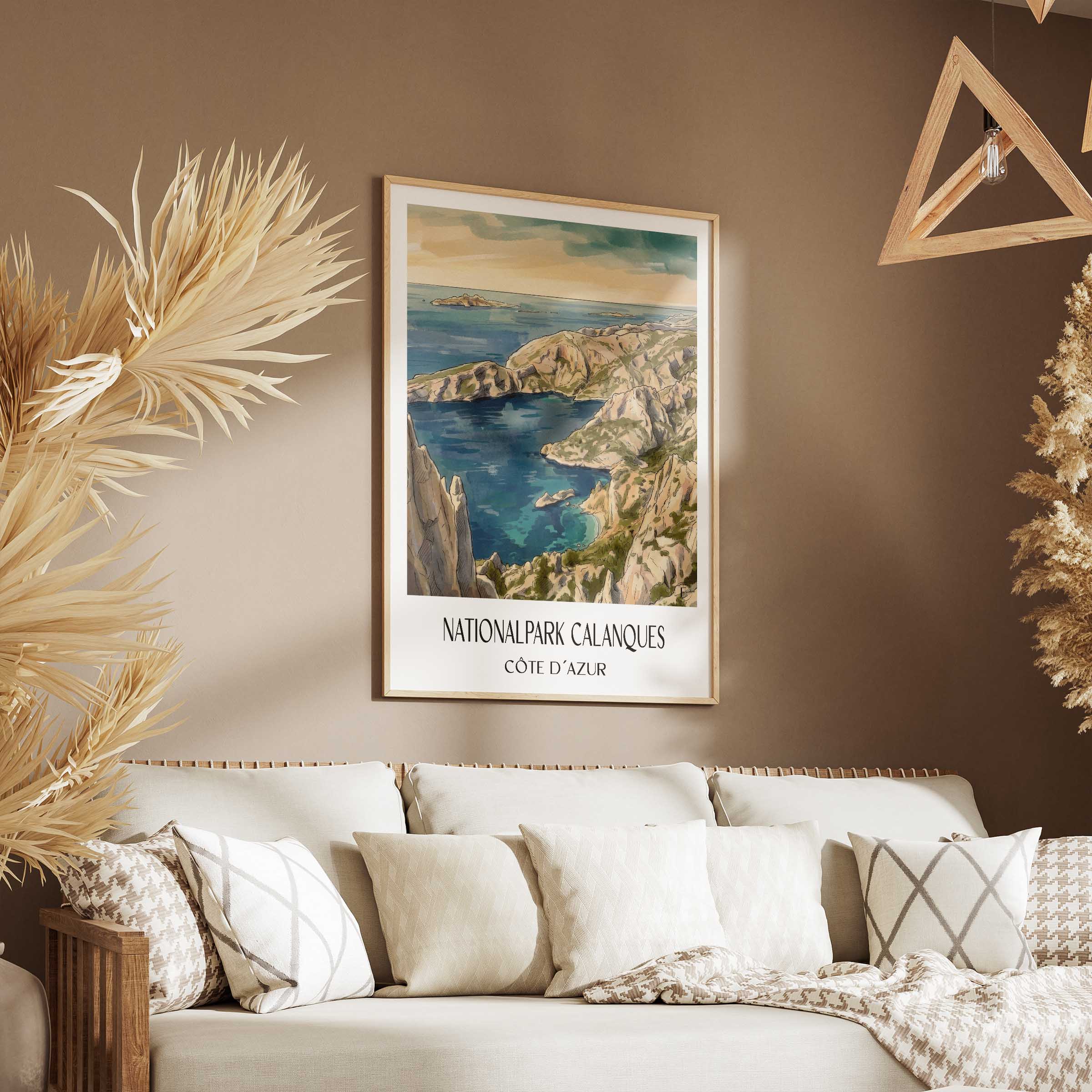 nationalpark-calanques-côte-d´azur-frankreich-poster-aquarell