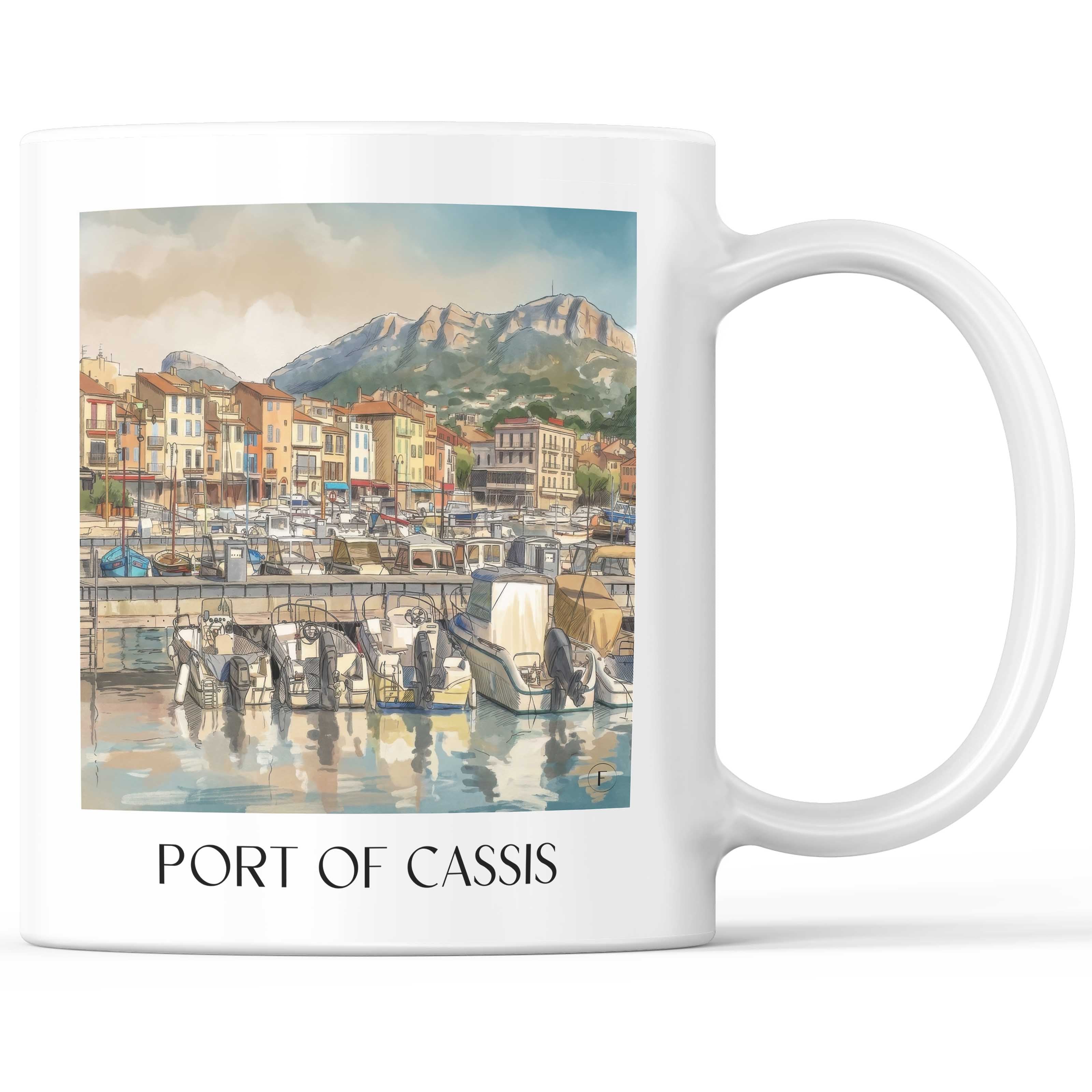 Port de Cassis Kaffeebecher - Provence - Frankreich Becher - Kaffeetasse im Aquarell Stil