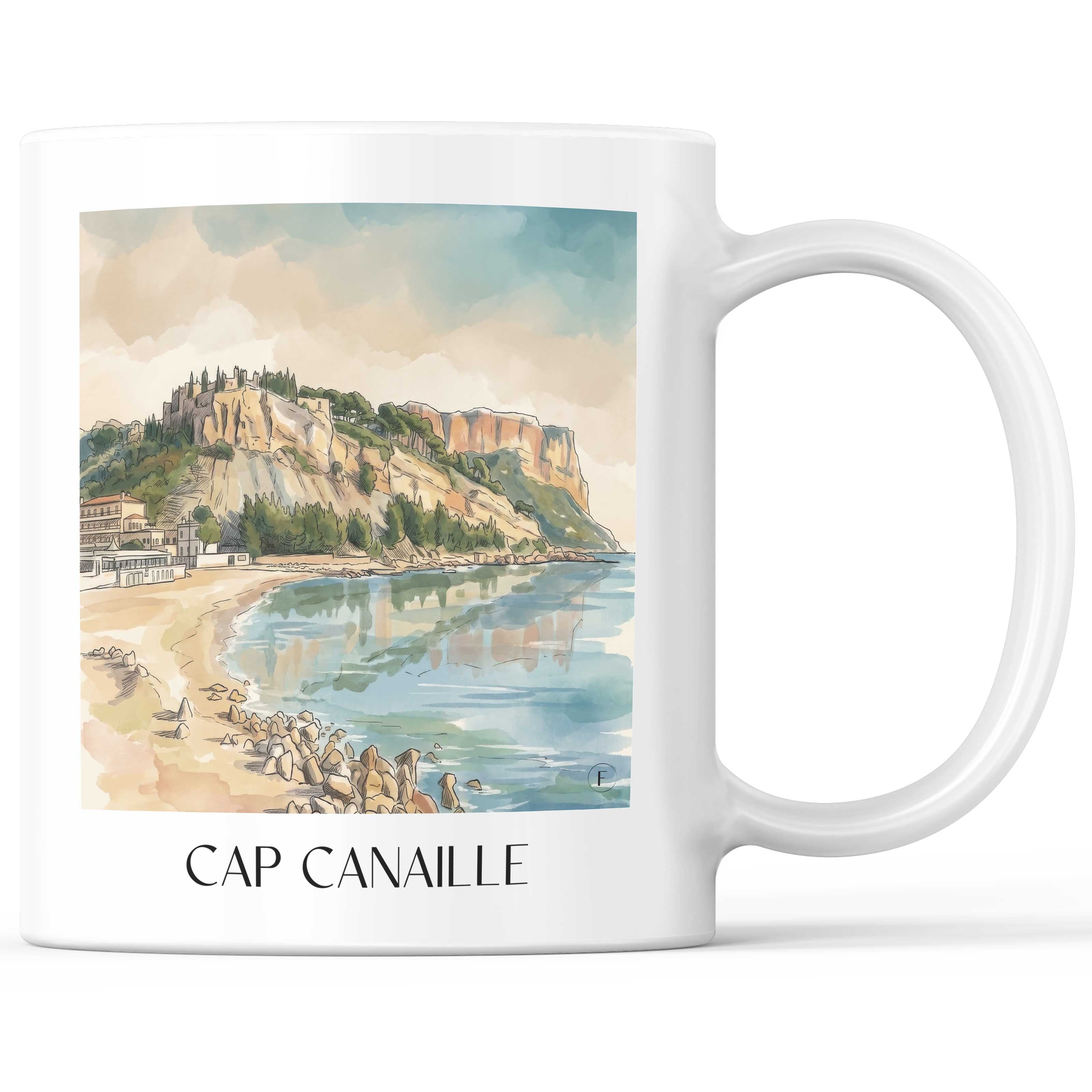 Cap Canaille Kaffeebecher - Cassis - Frankreich Becher - Kaffeetasse im Aquarell Stil