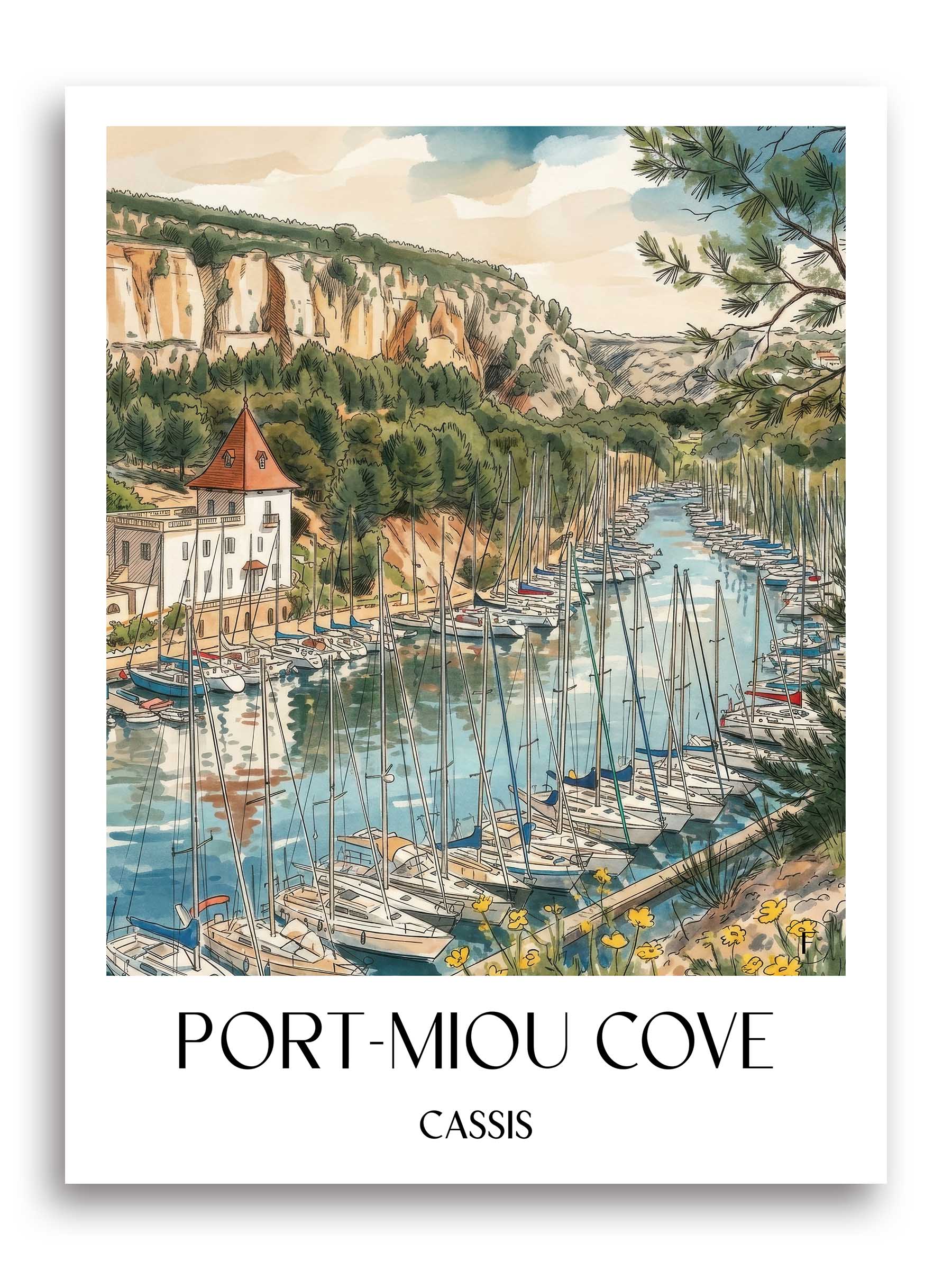 Calanque de Port-Miou Poster - Cassis - Frankreich Kunstdruck - Aquarell von A4 bis A1