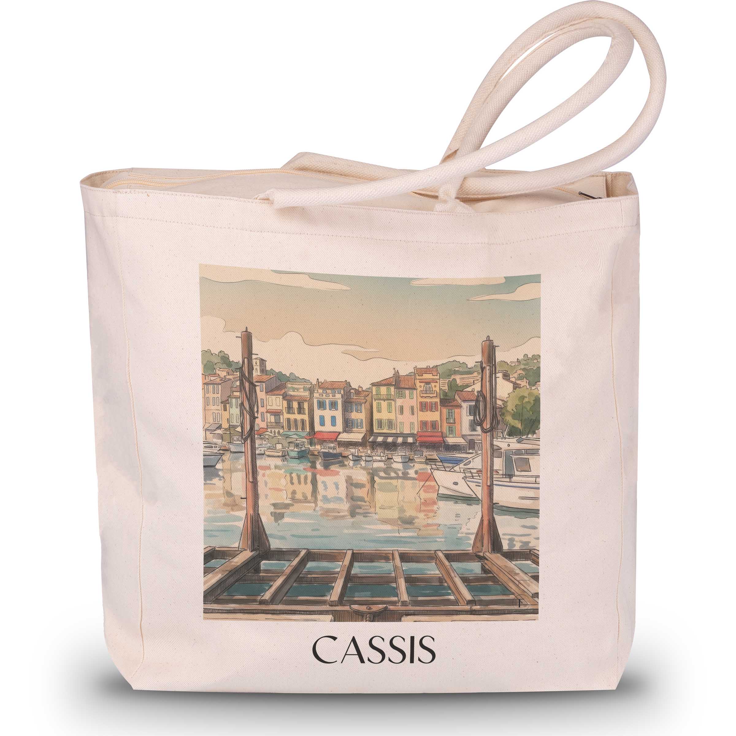 Cassis Shopping Tasche - Provence - Frankreich Tote Bag - Einkaufstasche im Aquarell Stil