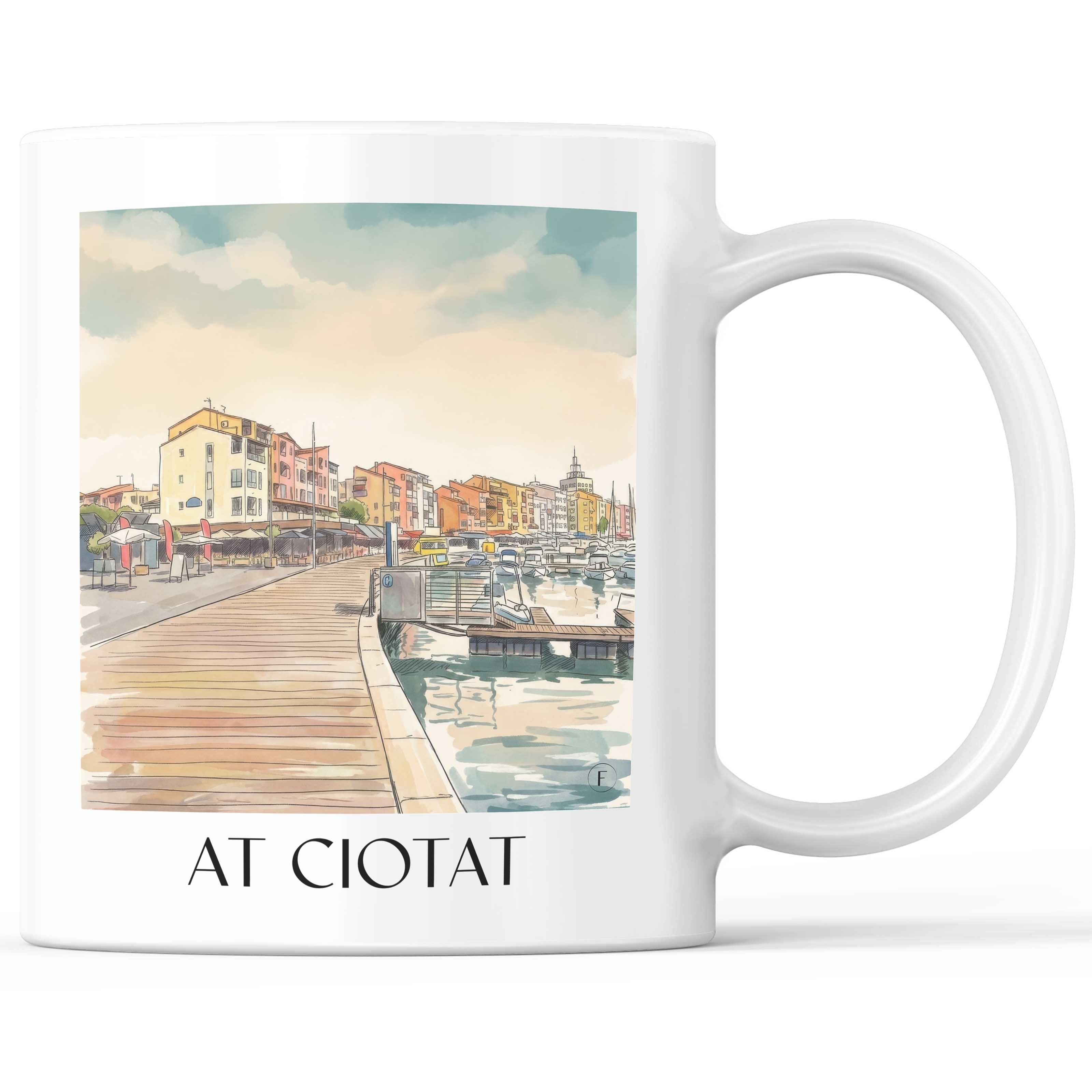 La Ciotat Kaffeebecher - Provence - Frankreich Becher - Kaffeetasse im Aquarell Stil