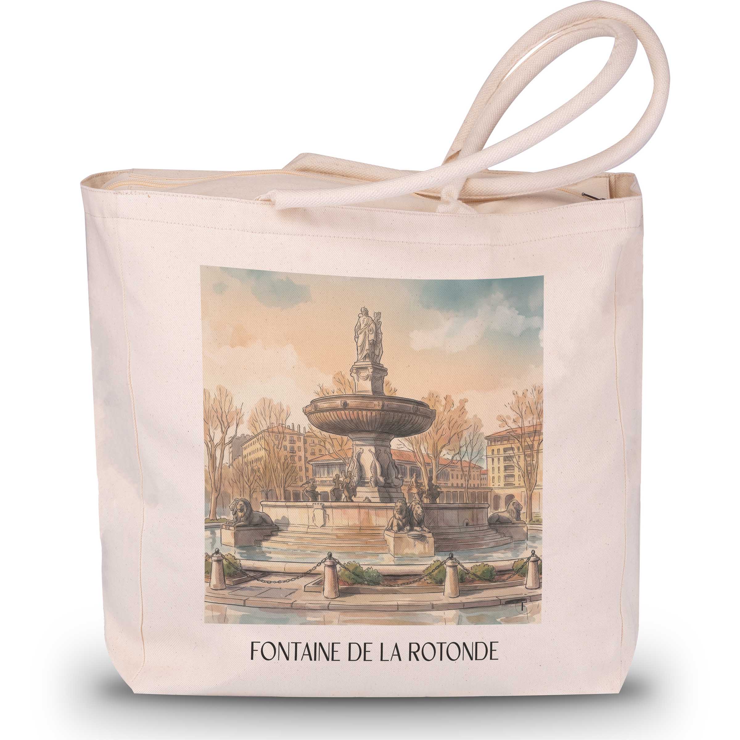 fontaine-de-la-rotonde-aix-en-provence-frankreich-einkaufstasche-aquarell