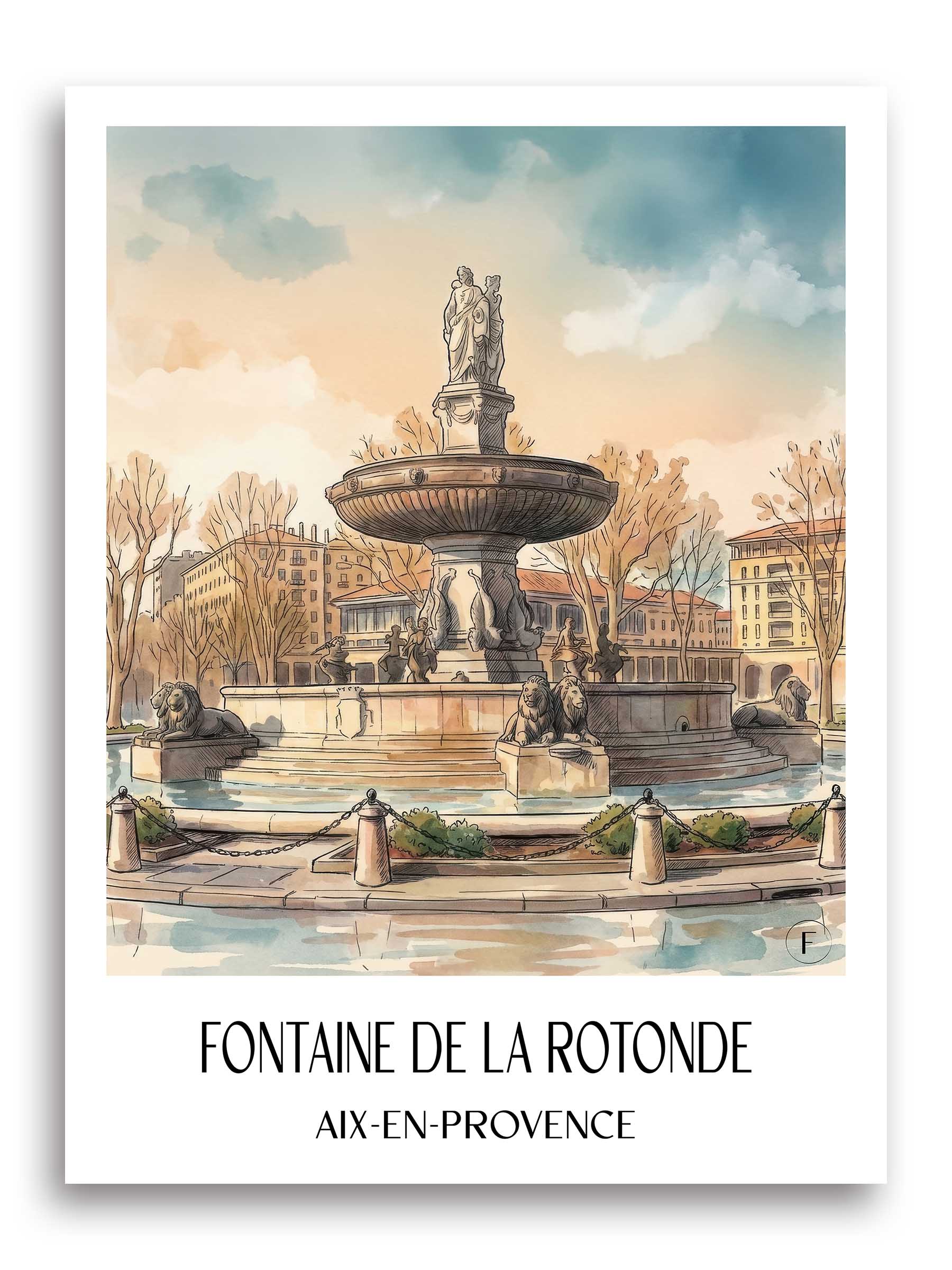 fontaine-de-la-rotonde-aix-en-provence-frankreich-poster-aquarell