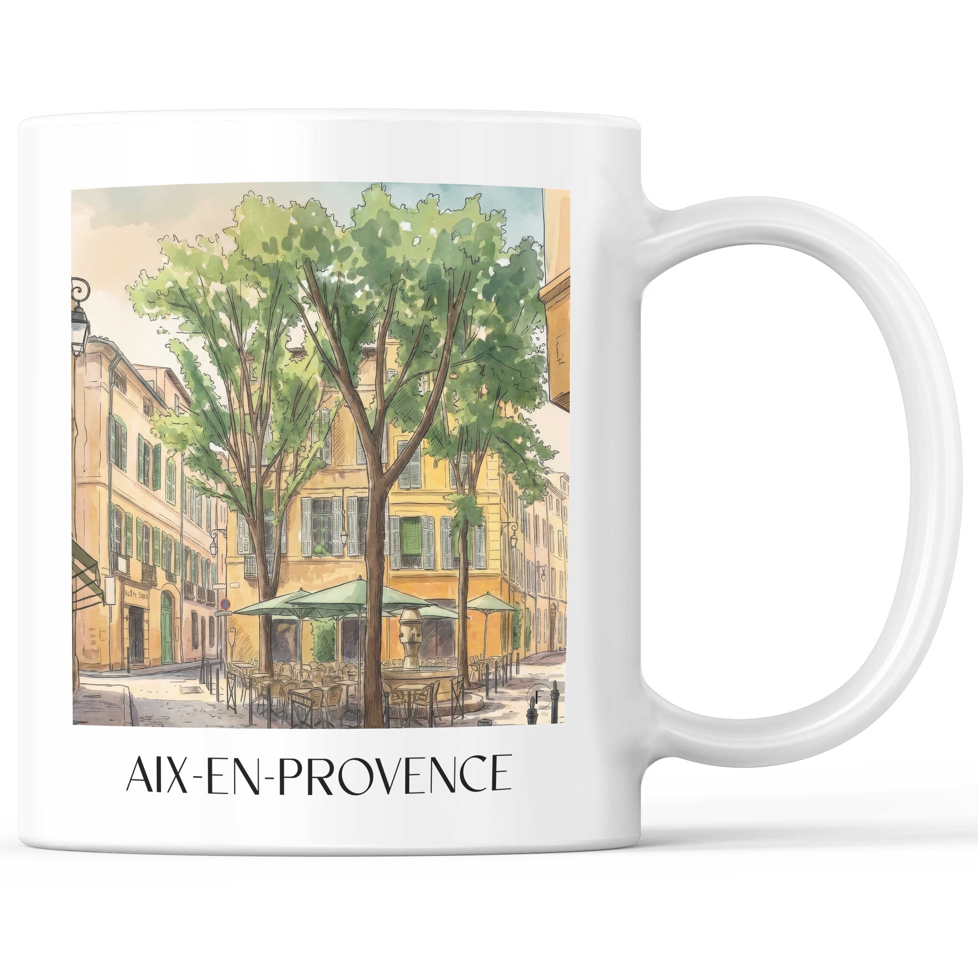 aix-en-provence-provence-frankreich-kaffeebecher-aquarell