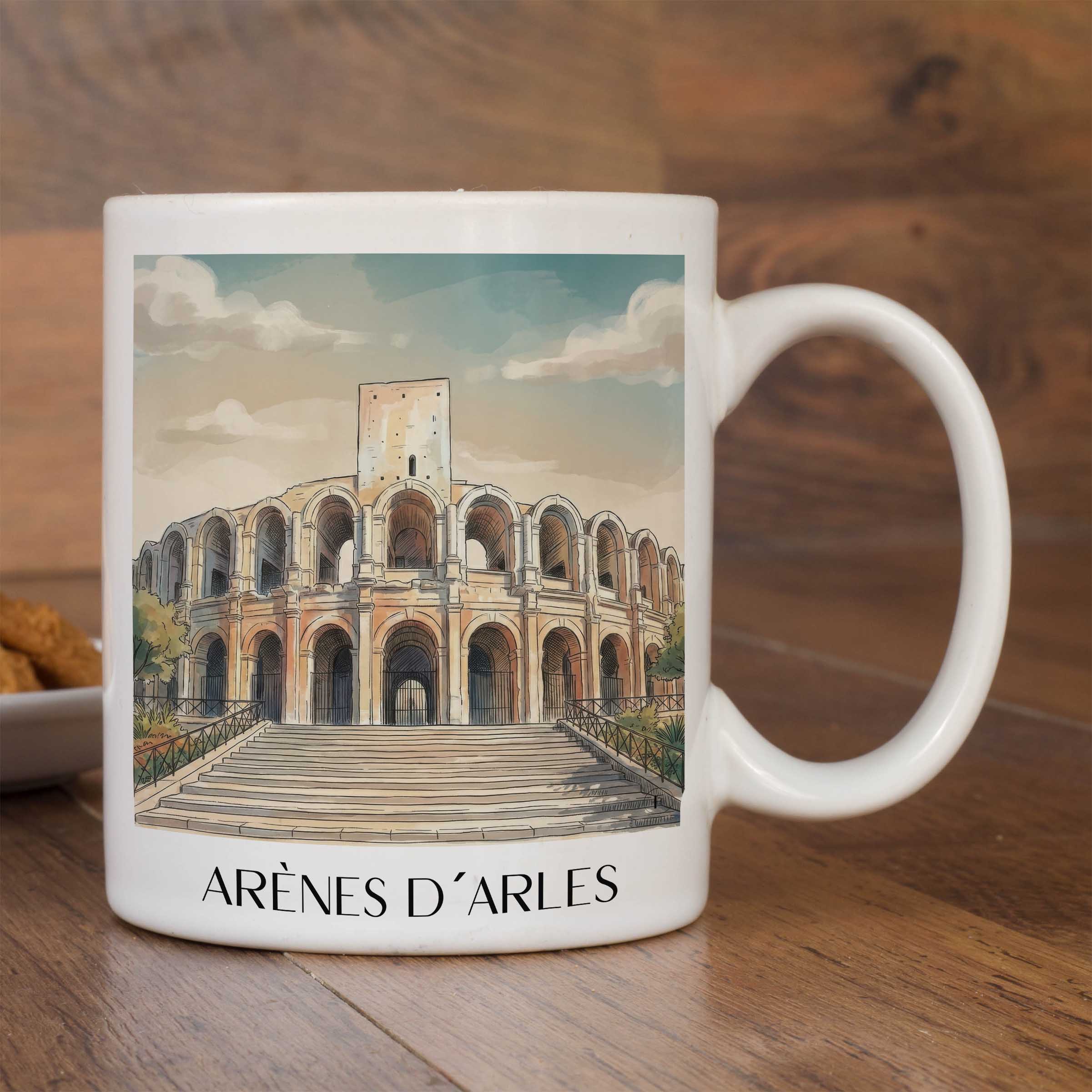 arènes-d´arles-provence-frankreich-kaffeebecher-aquarell