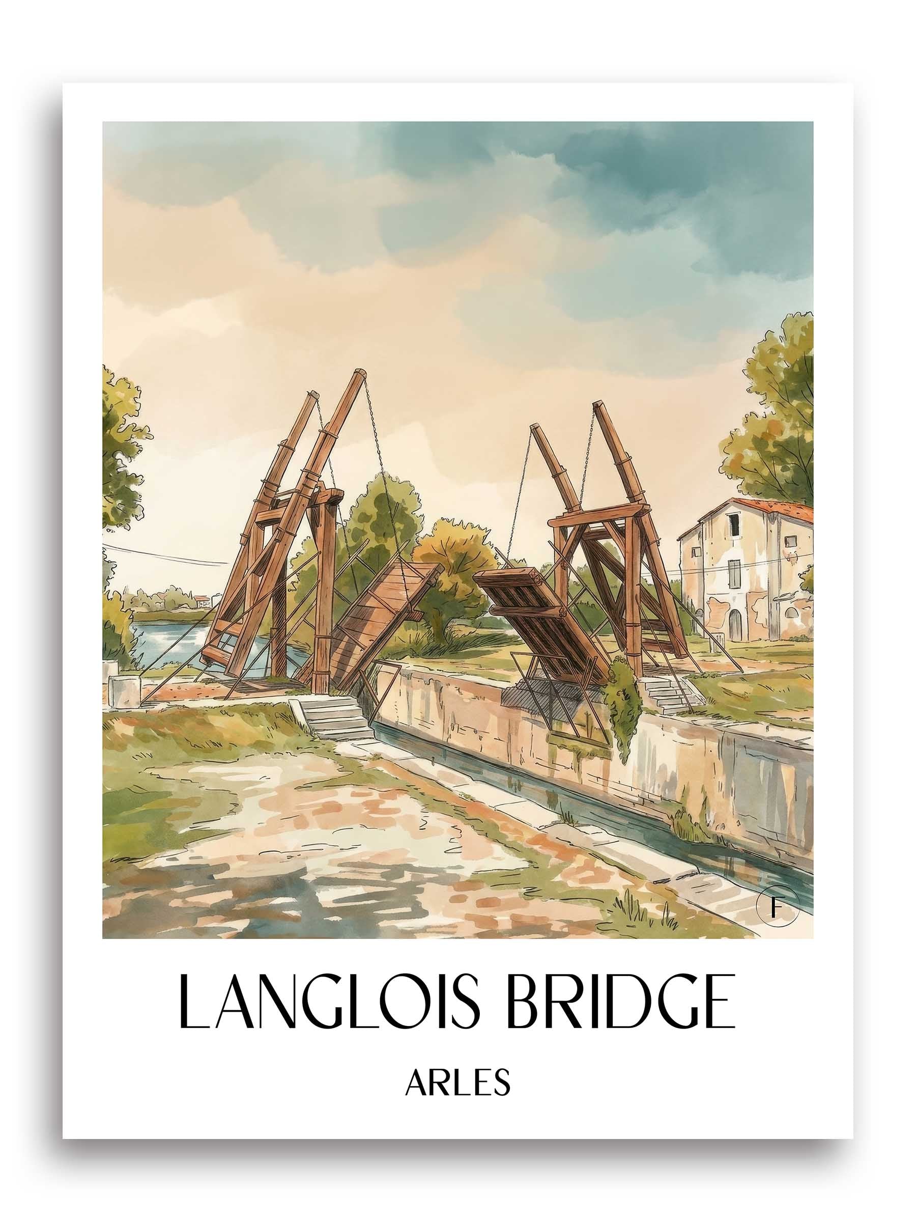 Pont van Gogh Poster - Arles - Frankreich Kunstdruck - Aquarell von A4 bis A1
