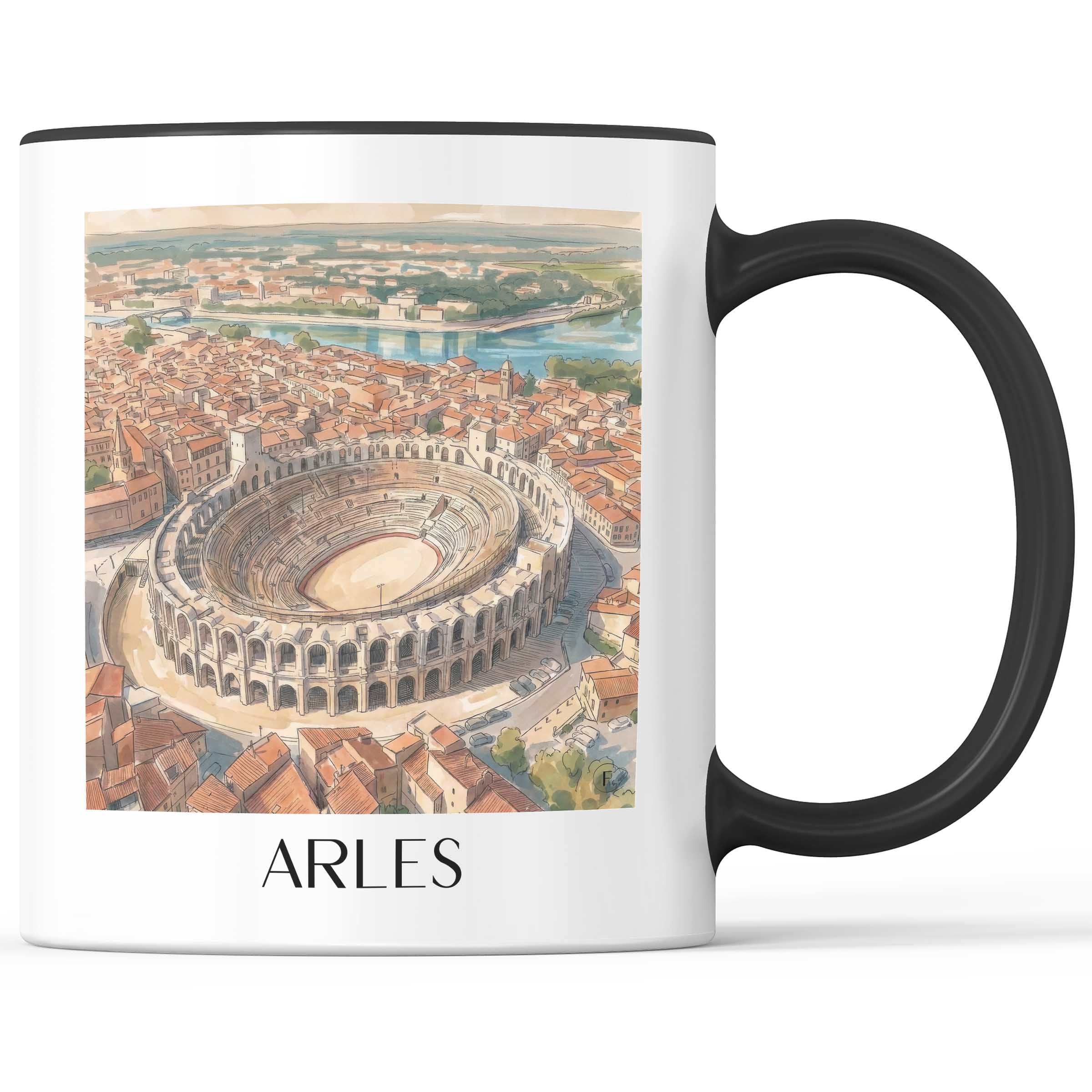Arles Kaffeebecher - Provence - Frankreich Becher - Kaffeetasse im Aquarell Stil