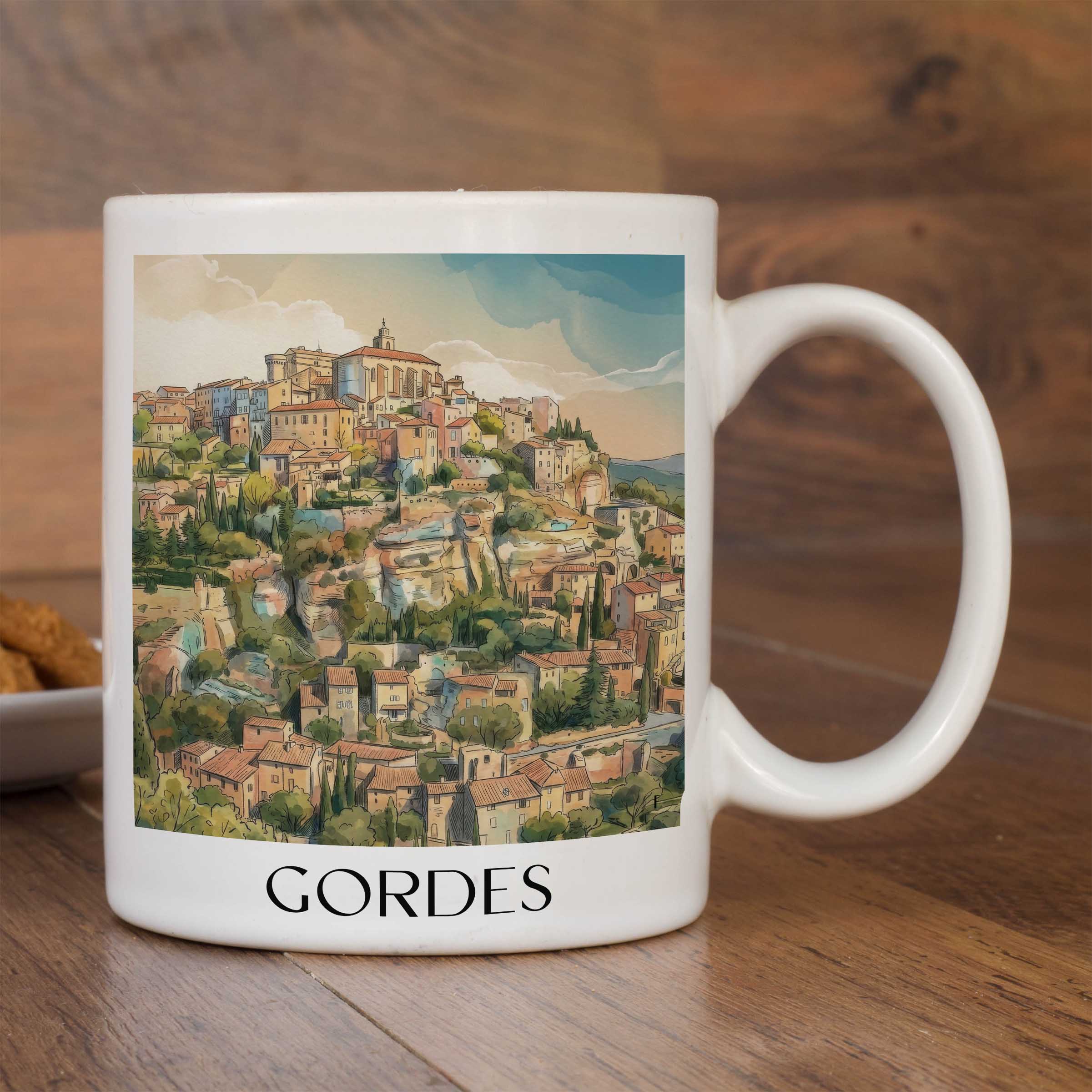 gordes-provence-frankreich-kaffeebecher-aquarell