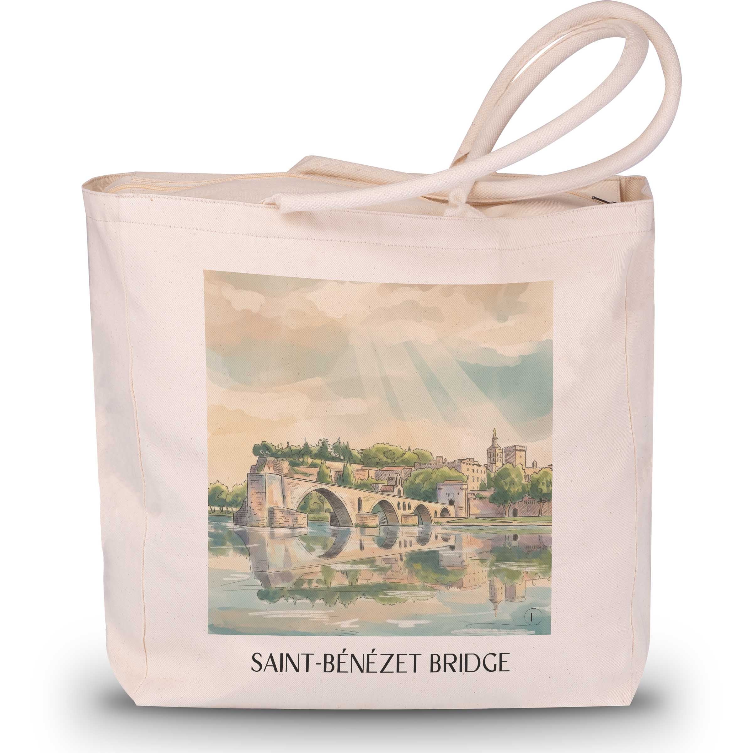 Pont Saint-Bénézet Shopping Tasche - Avignon - Frankreich Tote Bag - Einkaufstasche im Aquarell Stil