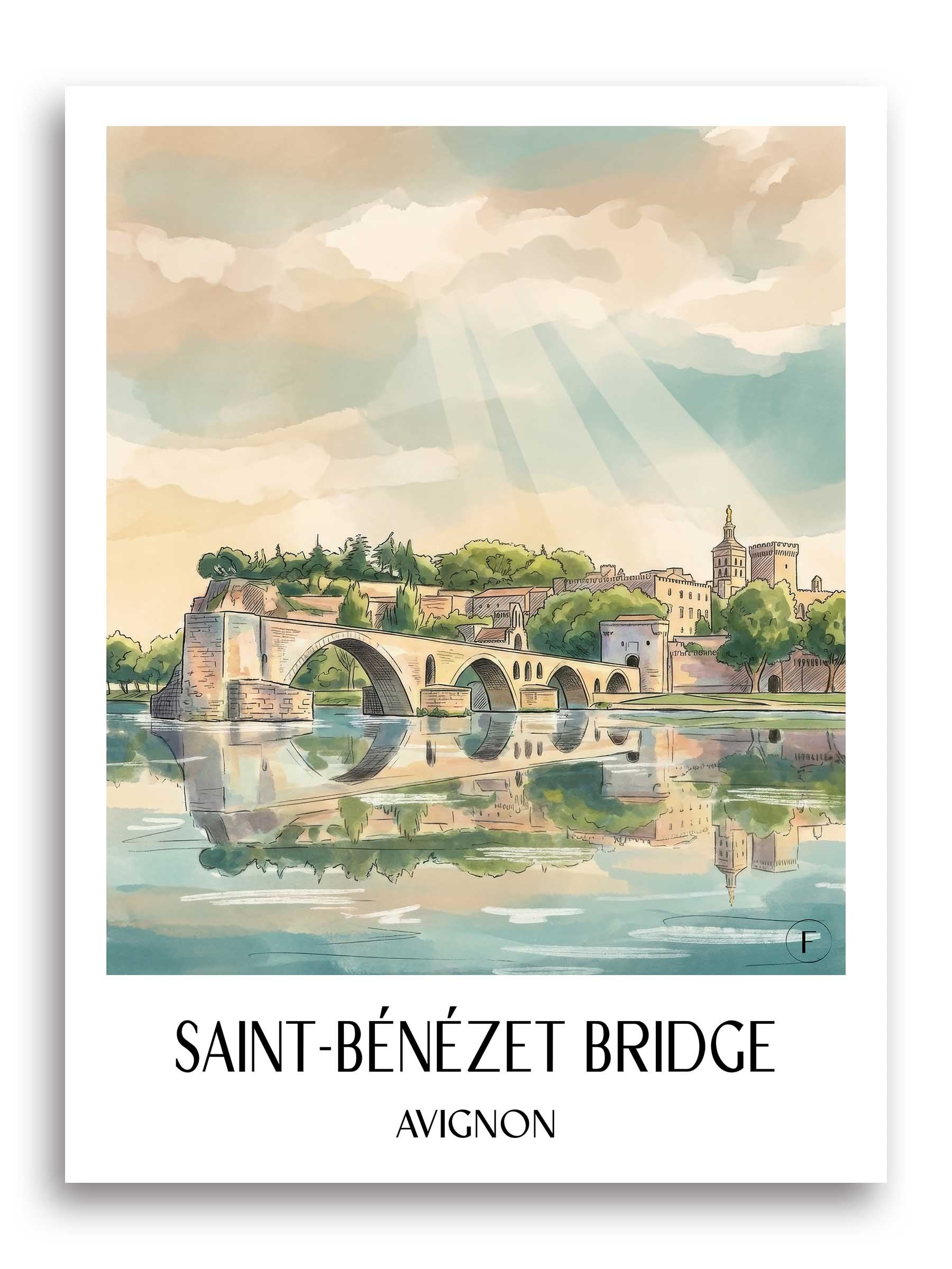 Pont Saint-Bénézet Poster - Avignon - Frankreich Kunstdruck - Aquarell von A4 bis A1