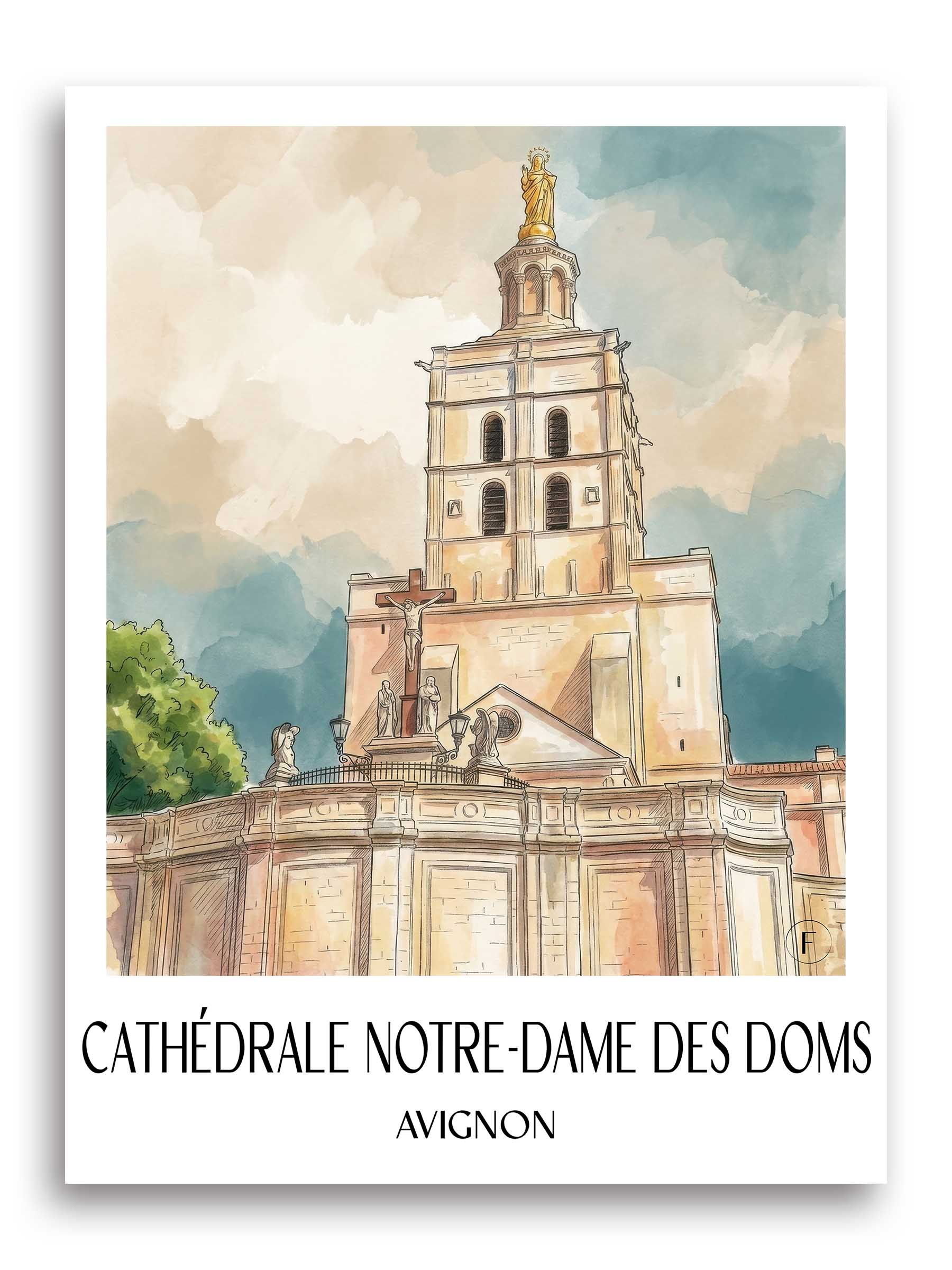 cathédrale-notre-dame-des-doms-avignon-frankreich-poster-aquarell