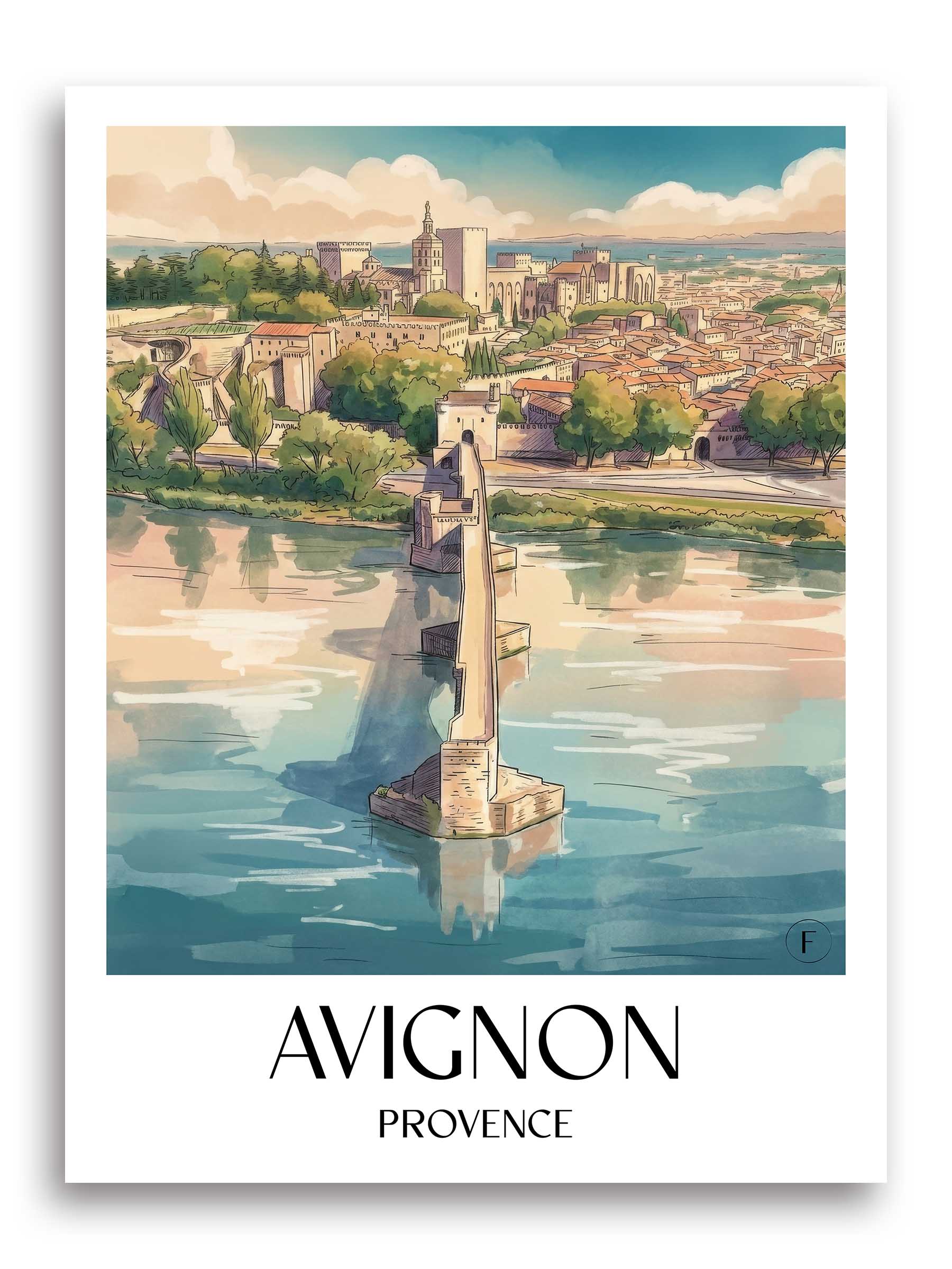 avignon-provence-frankreich-poster-aquarell
