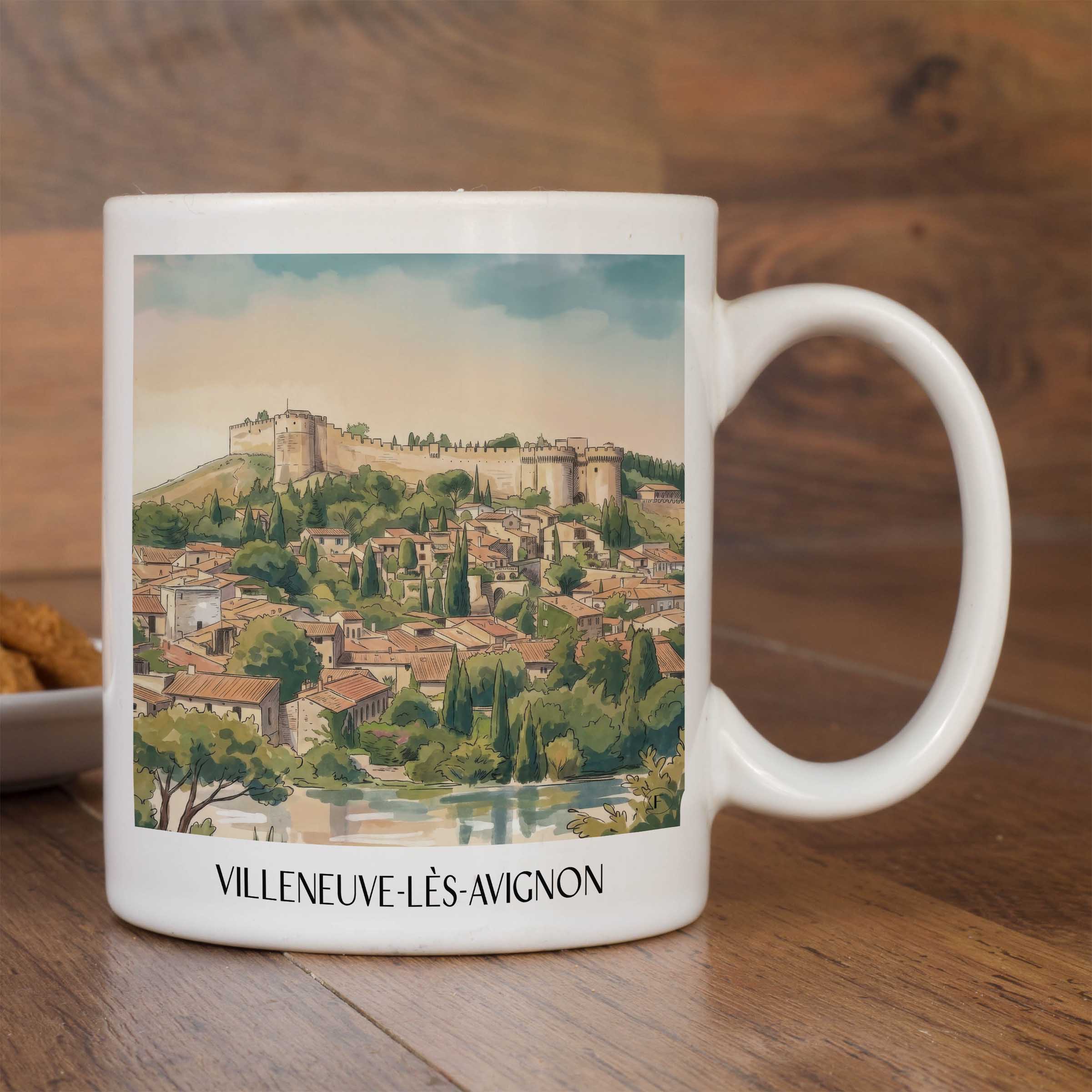 villeneuve-lès-avignon-okzitanien-frankreich-kaffeebecher-aquarell